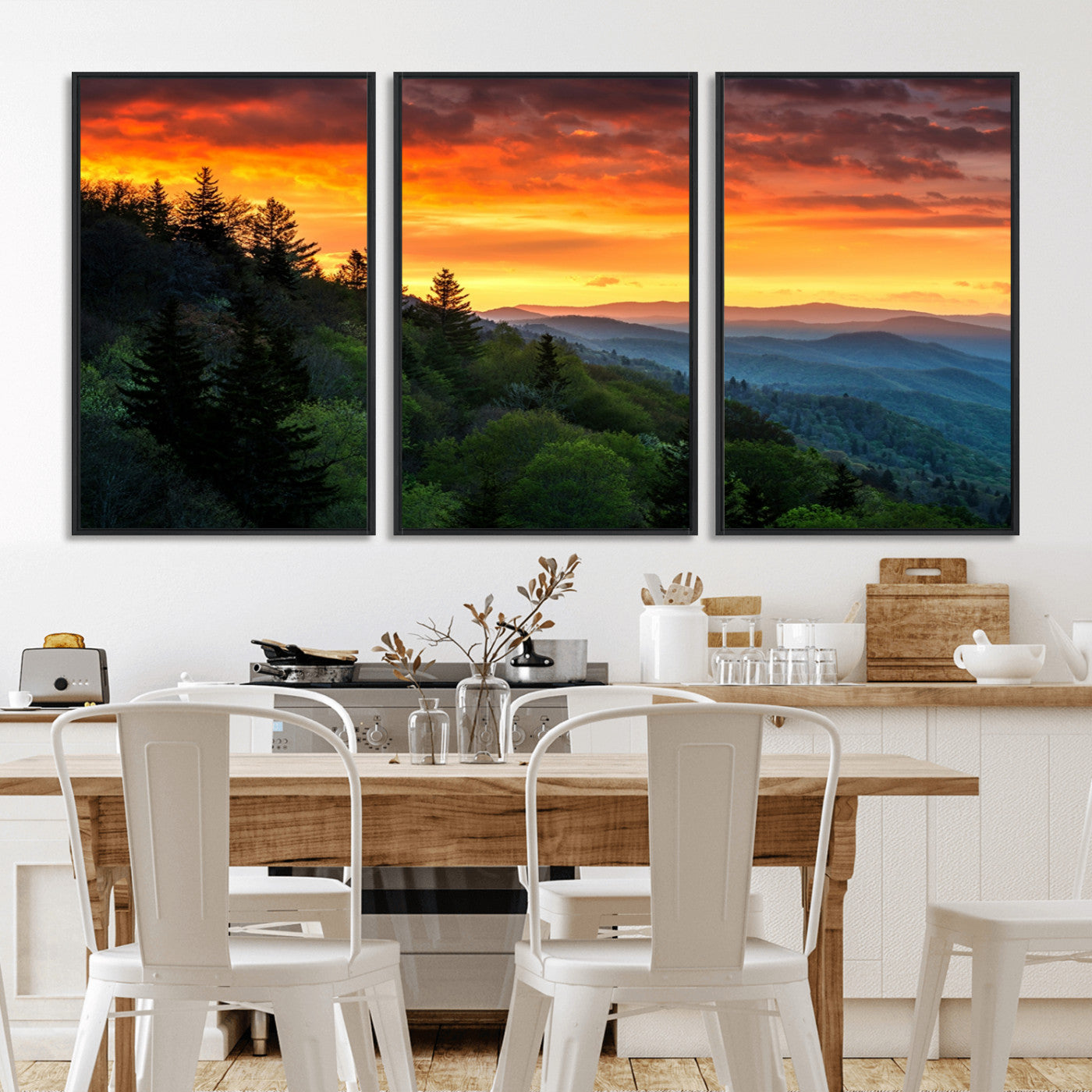 28501-MGV-FC-60X30-3P_Black-Forest Landscape Wall Art Sunset Canvas, Forest Sunset Canvas Print