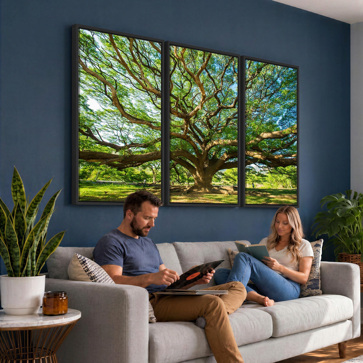 70569-MGV-CV-24X16 - Majestic Oak Tree Wall Art | Serene Nature Canvas Print with Spreading Branches