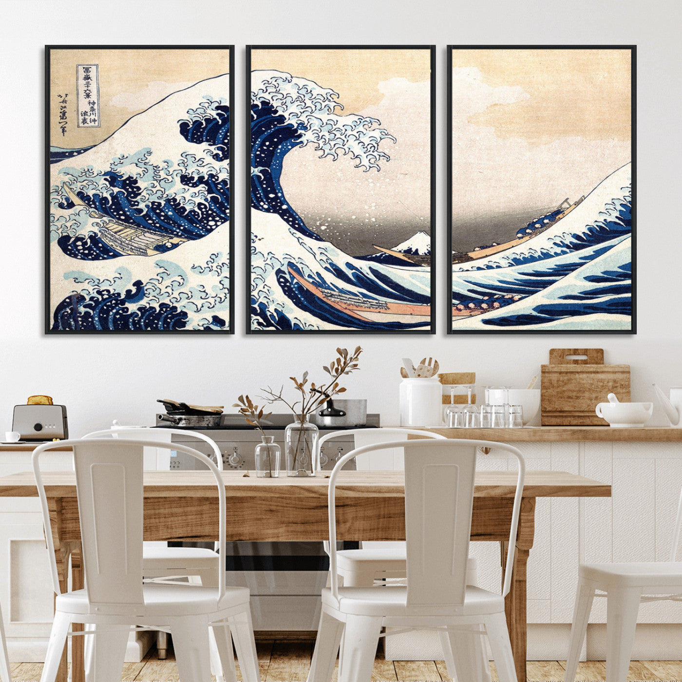 35635-MGV-FC-60X30-3P_Black-Wall Art Kanagawa Canvas Artwork Abstract Print