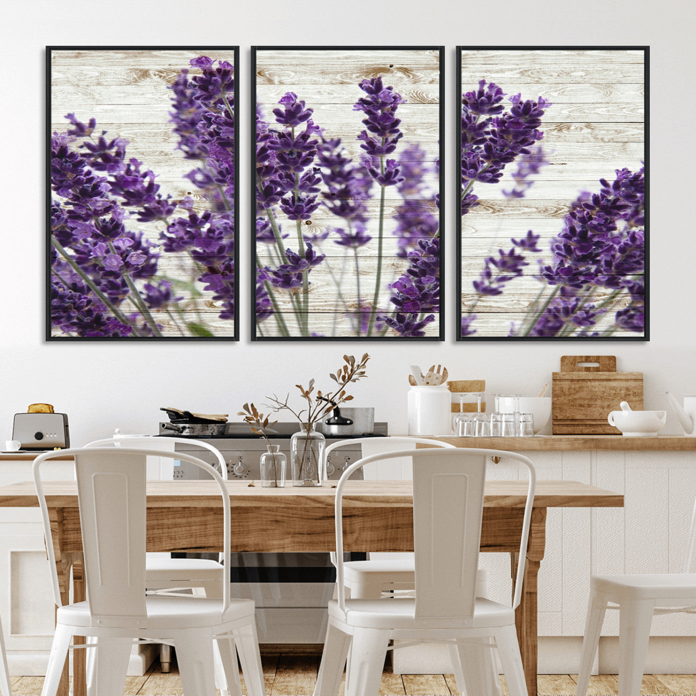 35576-MGV-FC-60X30-3P_Black-Lavender Canvas Wall Art Flower Print