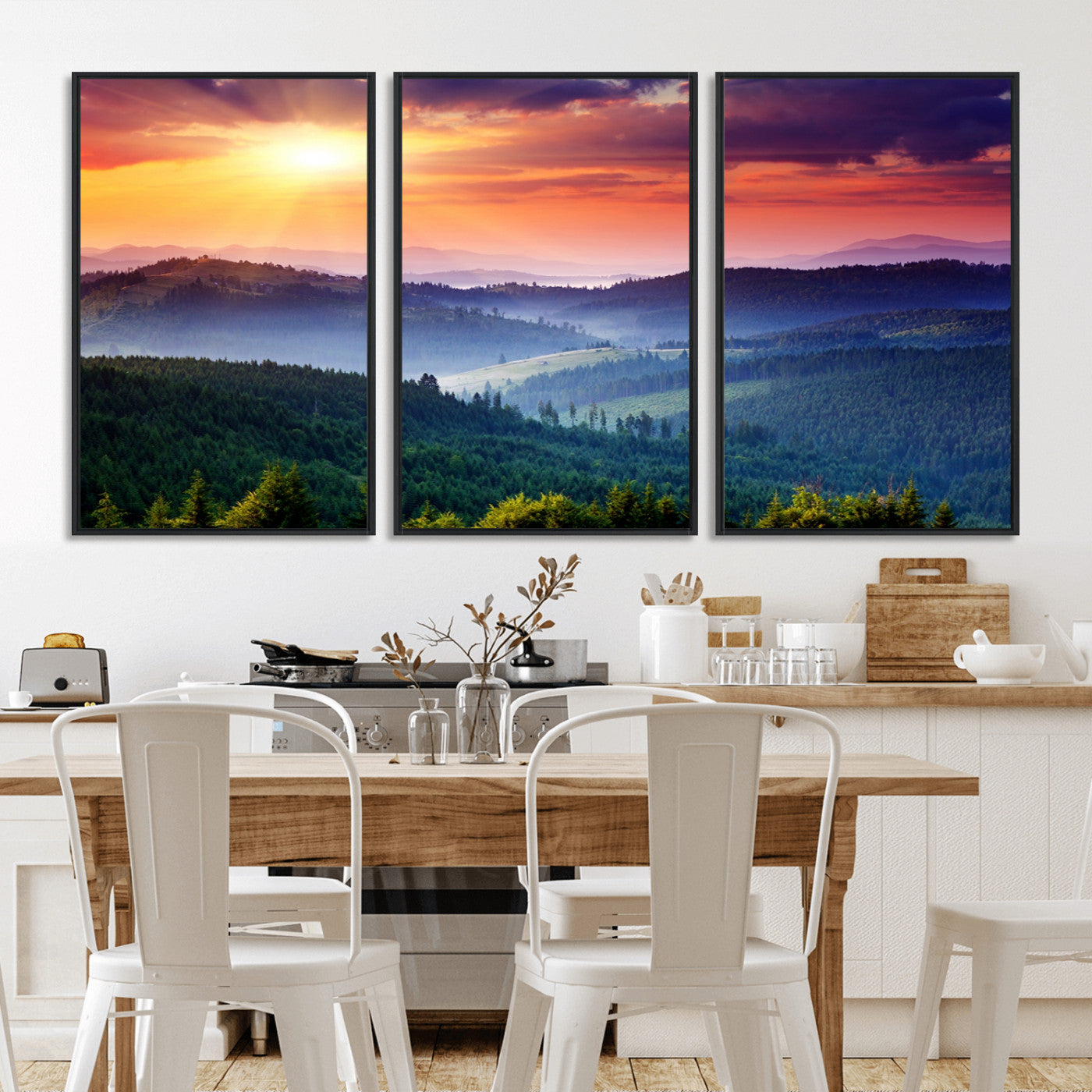 MGV-FC-60X30-3P - Mountain and Sunset Wall Art Canvas Print
