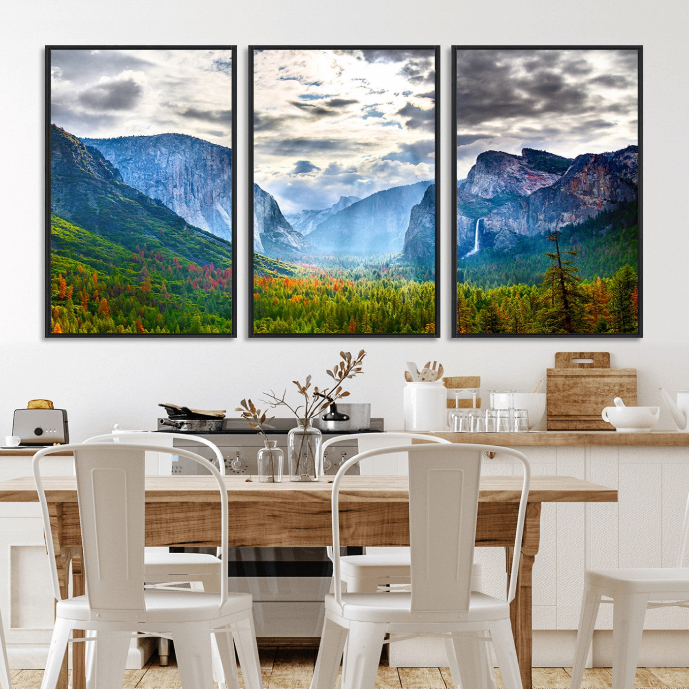 MGV-FC-60X30-3P - Yosemite Park Half Dome 3 Panel Canvas Print | Large Giclée Landscape Wall Art for Living Room,