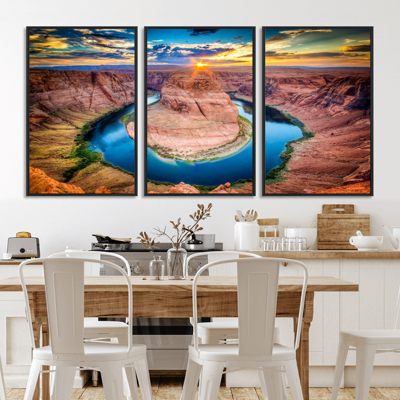 MGV-FC-60X30-3P - Sunset on the Horseshoe Bend Grand Canyon, Horseshoe Bend Grand Canyon Canvas Wall Art Print