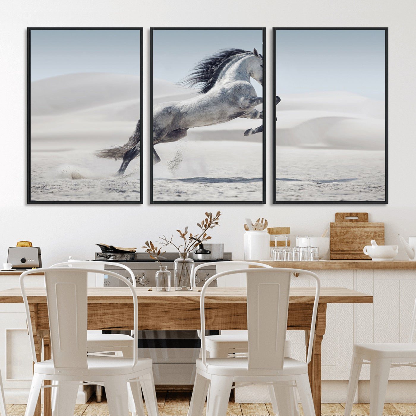 MGV-FC-60X30-3P - Prancing Horse on Dessert Large Wall Art Animal Canvas Print