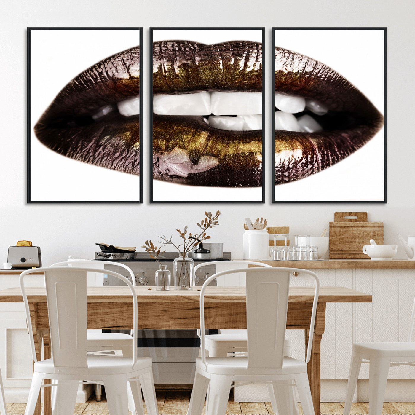 67580-MGV-FC-60X30-3P_Black-Close Up Lips Wall Art Canvas Print