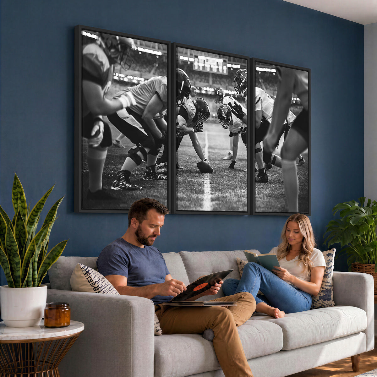 13273-MGV-CV-36X24 - American Football Wall Art Canvas Print Framed Stadium Sport