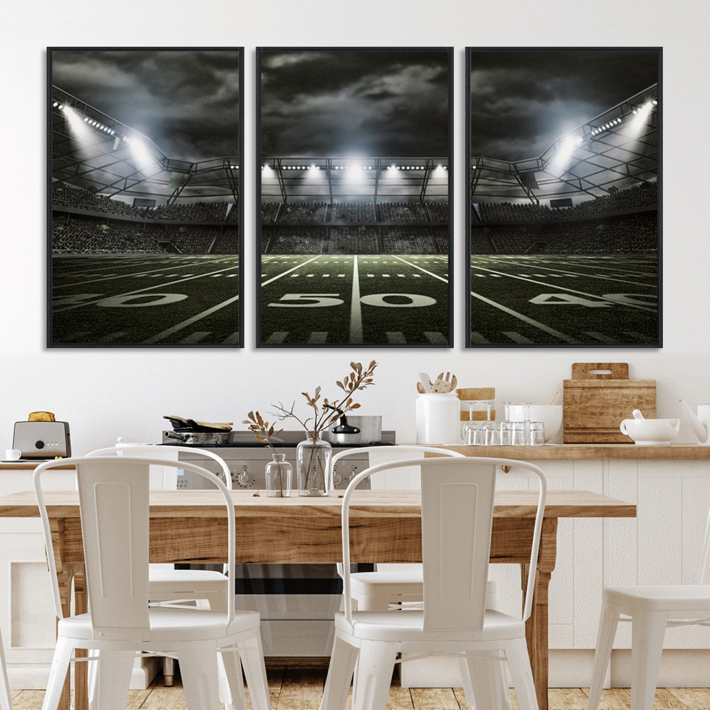 90107-MGV-FC-60X30-3P_Black-American Football Stadium Wall Art Canvas Print, Stadium Sport Wall Art Print