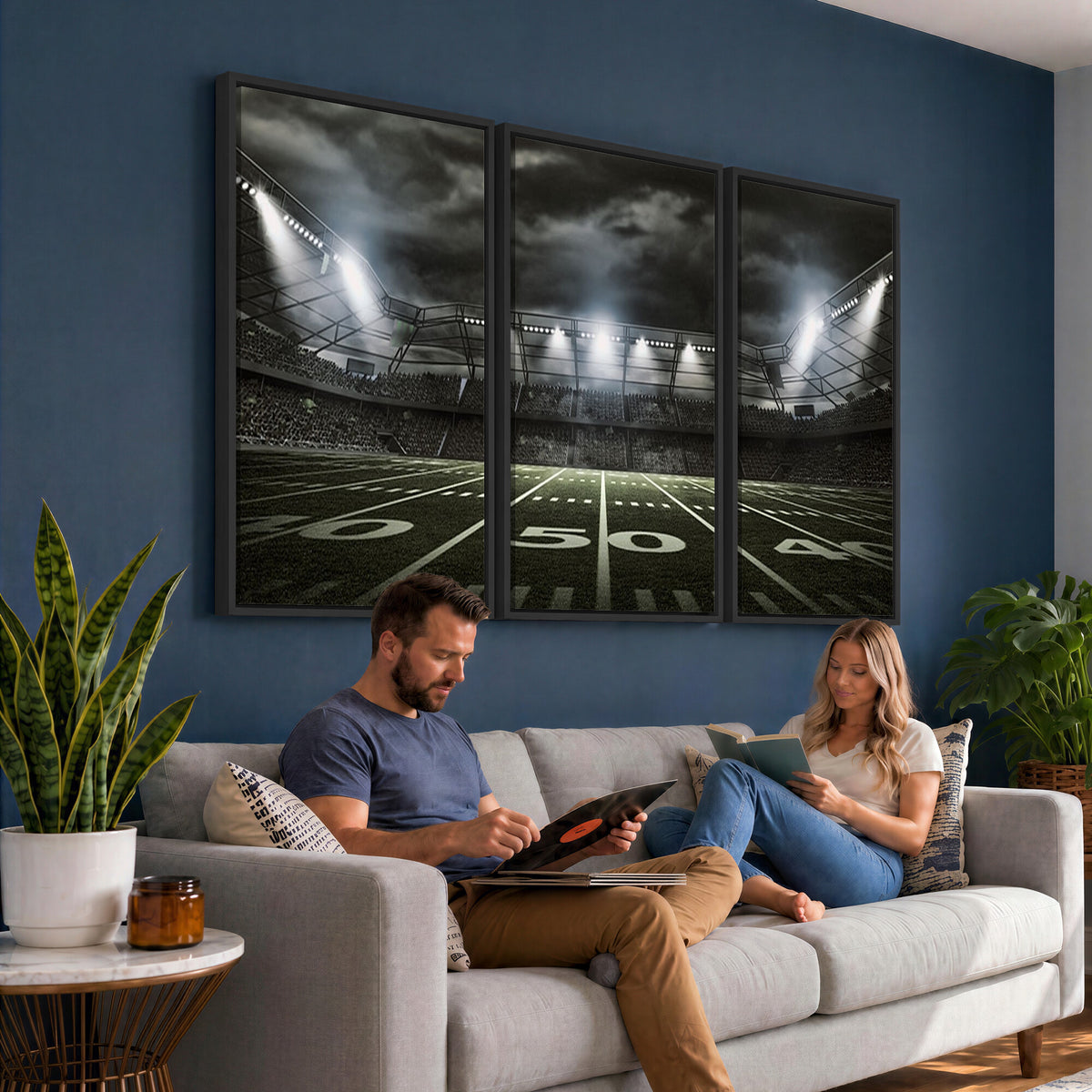 90107-MGV-CV-36X24 - American Football Stadium Wall Art Canvas Print, Stadium Sport Wall Art Print