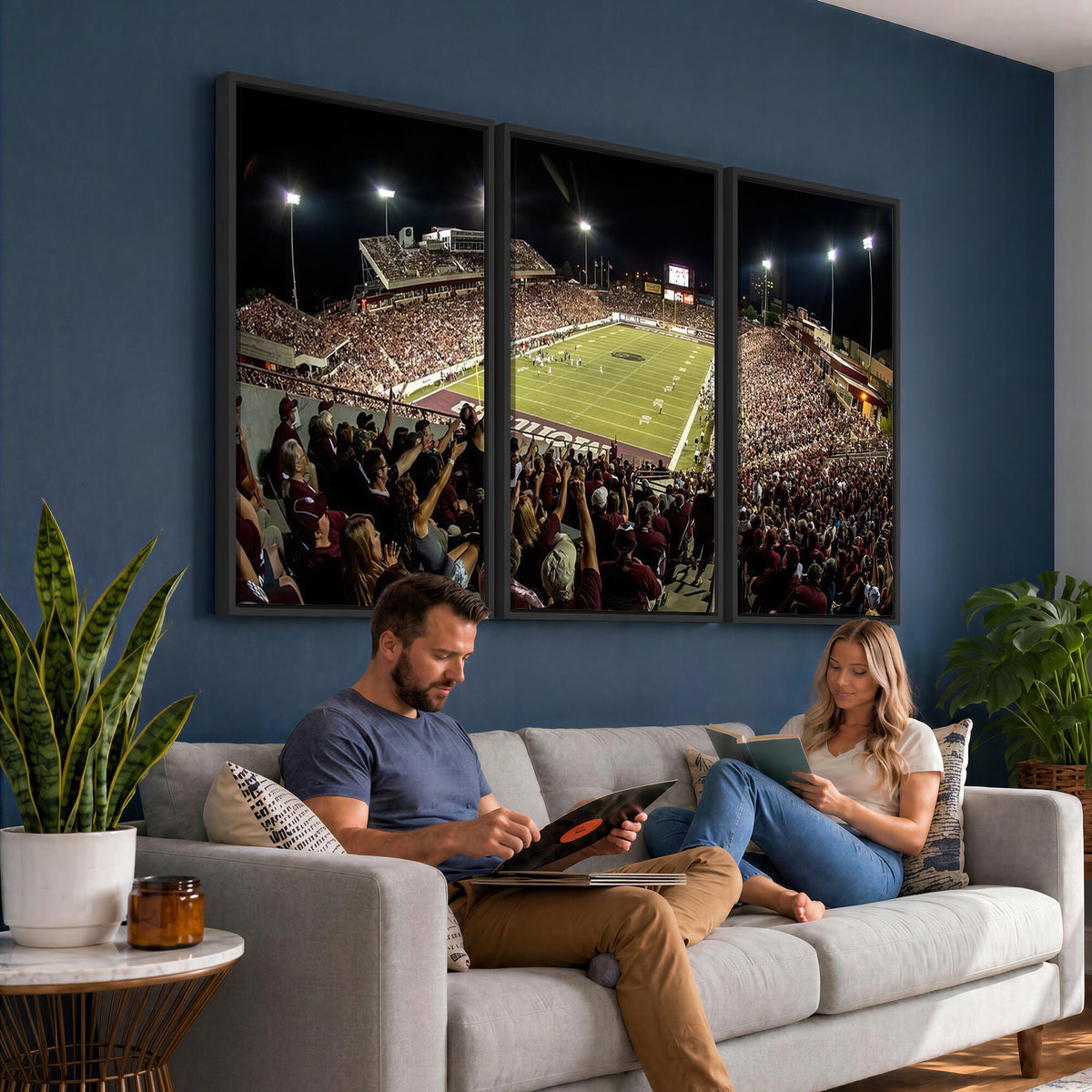 94126-MGV-CV-36X24 - Washington-Grizzly Stadium Canvas Wall Art | Exciting Game Night Atmosphere in Panoramic View