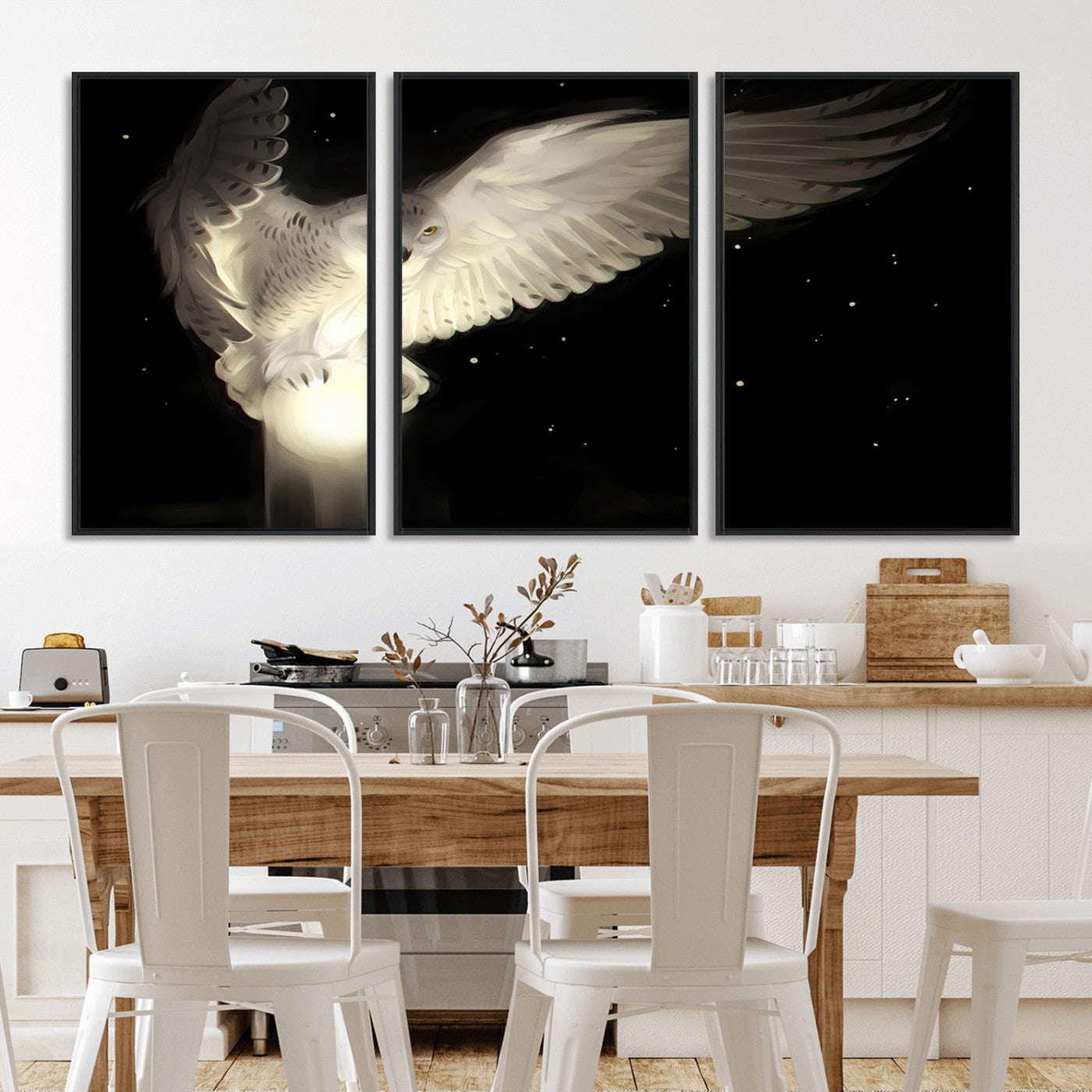 MGV-FC-60X30-3P - Night Owl Art -  Illuminating the Darkness – Unique Animal-Inspired Wall Art for Modern Decor |