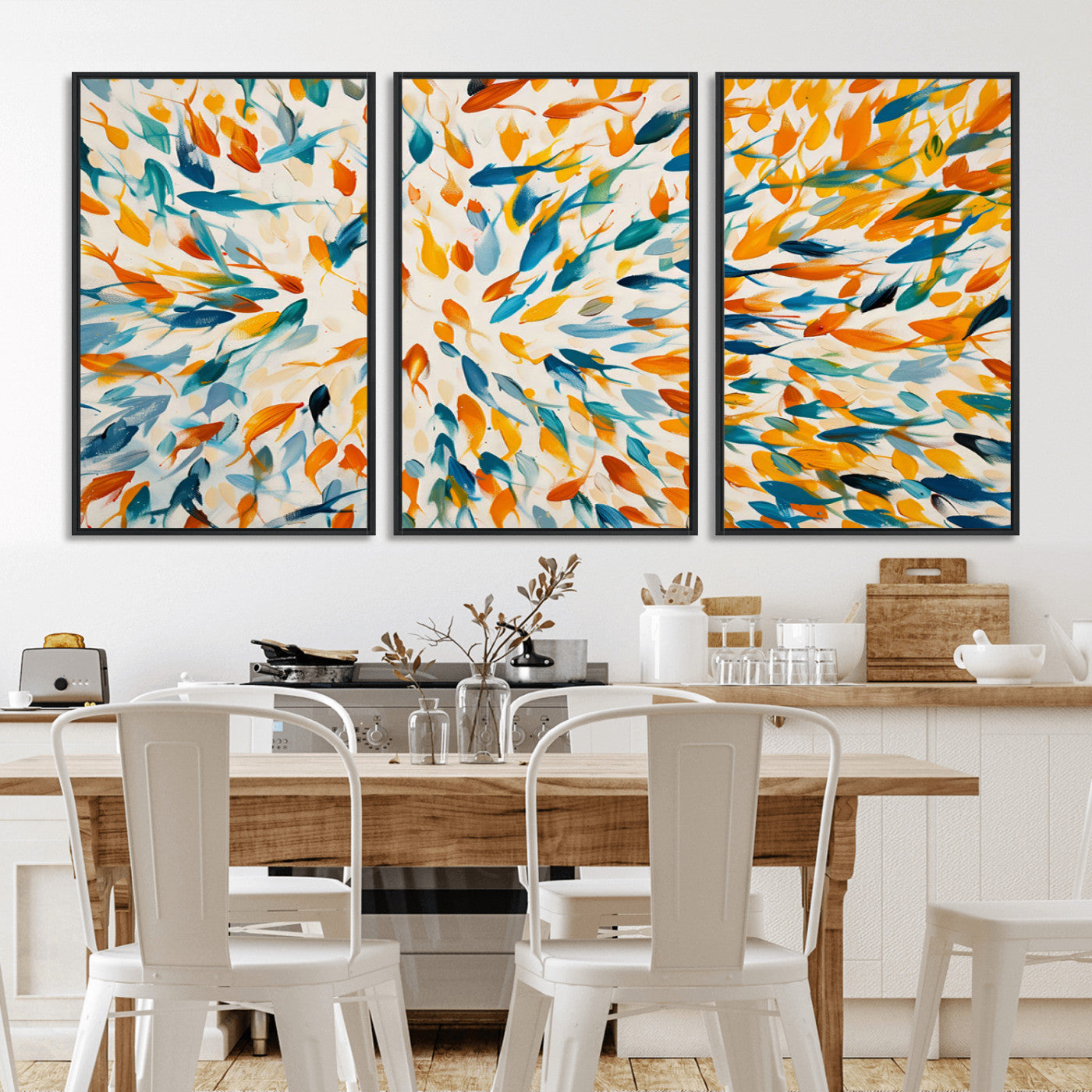 -Colorful Fish Wall Art Print – Abstract Ocean-Inspired Wall Art for Modern Spaces | Framed Canvas,