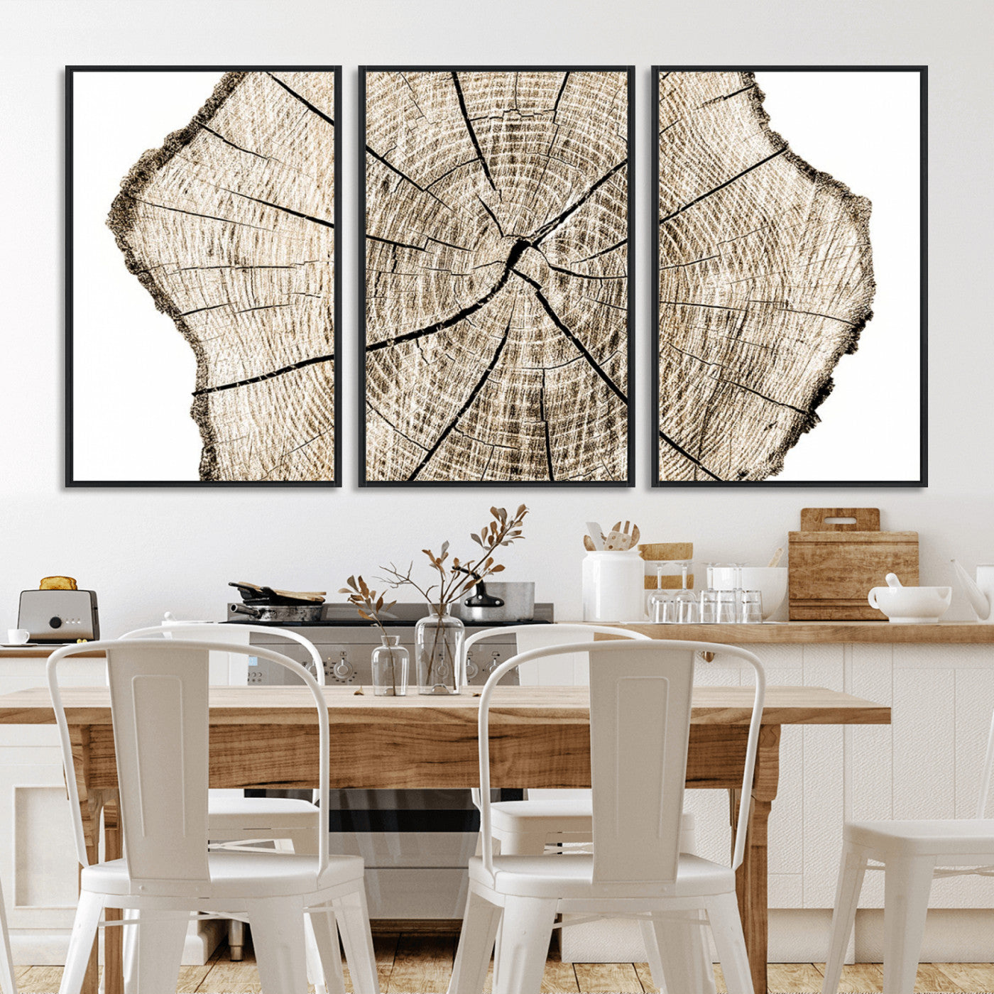 MGV-FC-60X30-3P - Abstract Wood Tree Ring Wall Art - Ready to Hang Minimalist Wooden Design for Rustic & Contemporary
