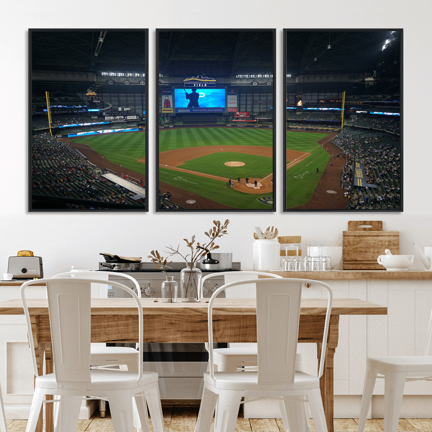 MGV-FC-60X30-3P - Milwaukee Brewers Baseball Art Print - American Family Field Stadium Wall Art Canvas Print