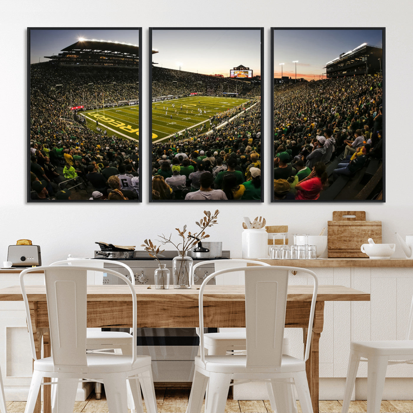 MGV-FC-60X30-3P - Oregon Stadium Canvas Wall Art - Captivating Game Day Scene at Autzen Stadium, Oregon Ducks Football