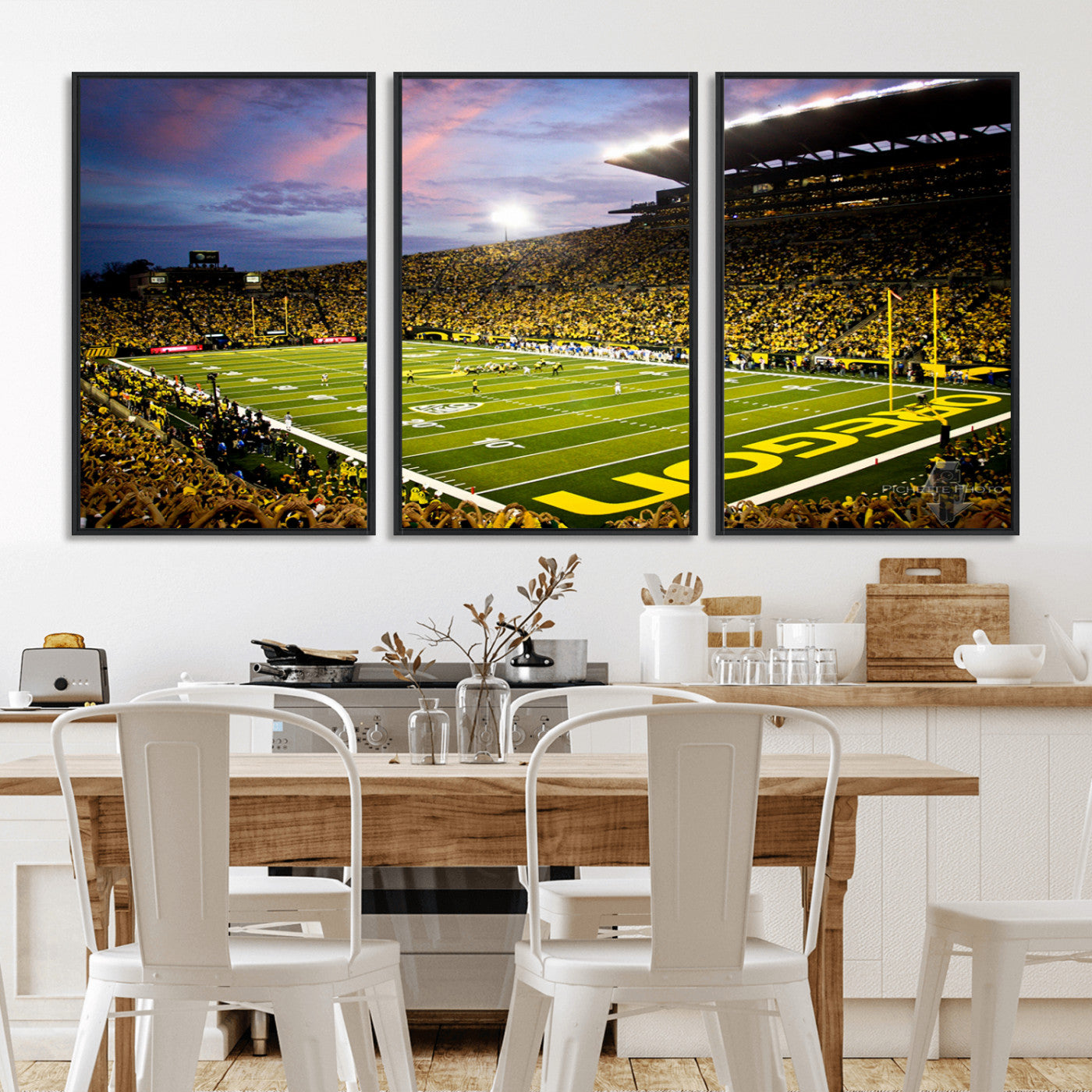 MGV-FC-60X30-3P - University of Oregon Ducks Football Team Print - Eugene Autzen Stadium Wall Art Canvas Print