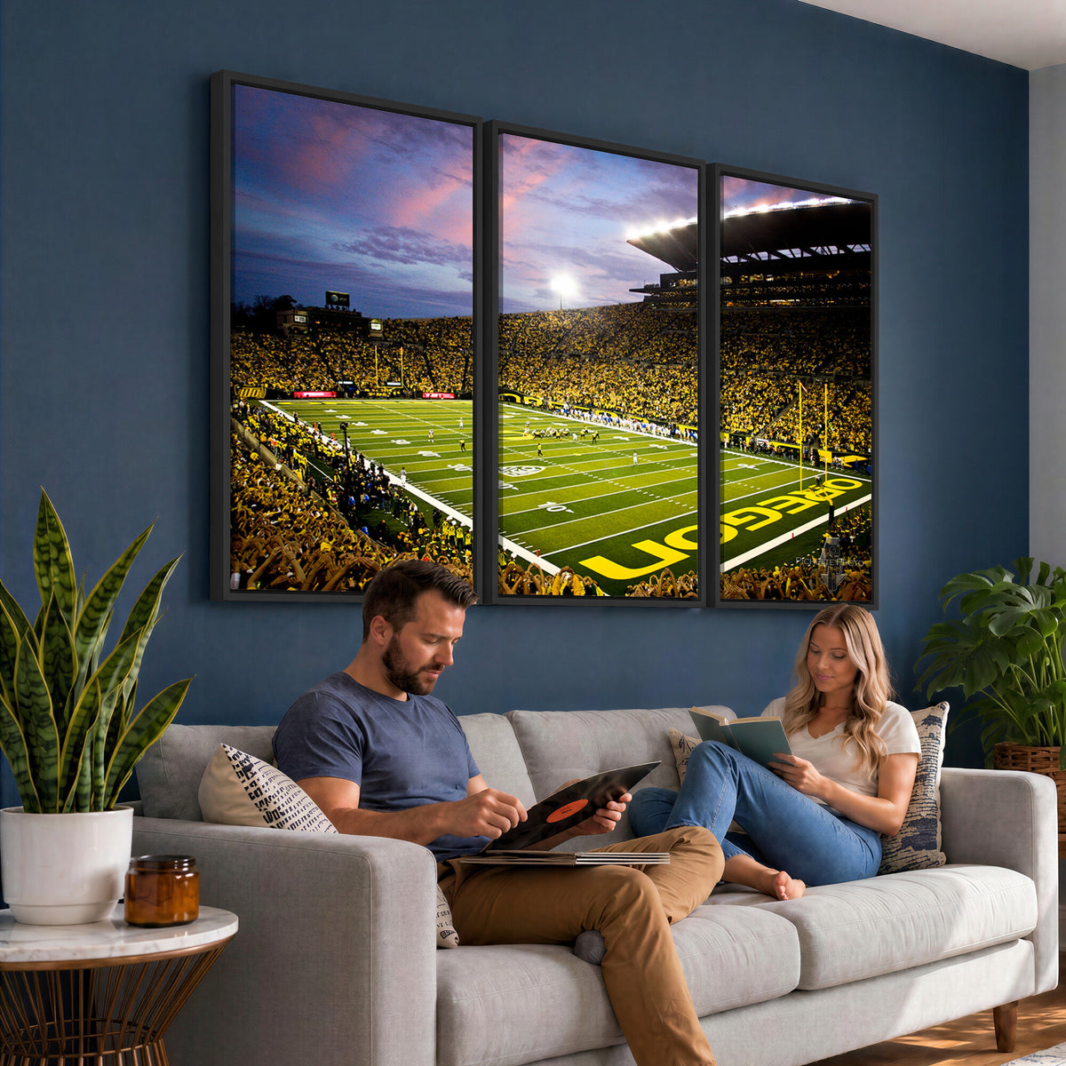 72017-MGV-CV-36X24 - University of Oregon Ducks Football Team Print, Eugene, Framed and Ready to Hang
