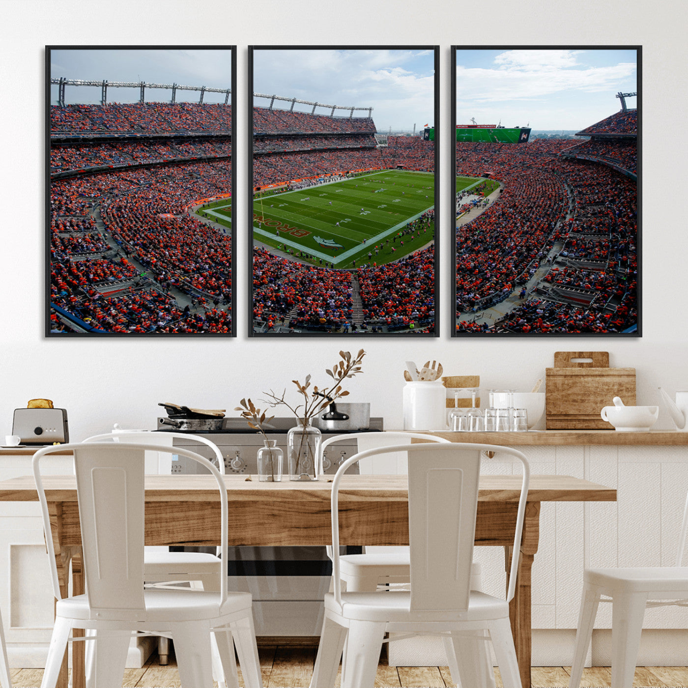 MGV-FC-60X30-3P - Denver Broncos Football Team Print - Empower Field Mile High Stadium Wall Art Canvas Print