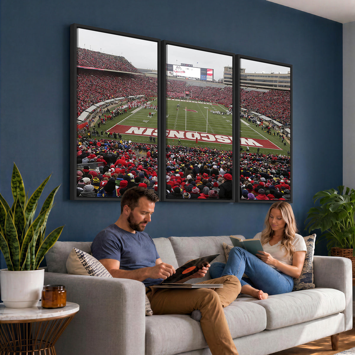 23461-MGV-CV-36X24 - Wisconsin Badgers Team Print Canvas, Madison Camp Randall Stadium Wall Art