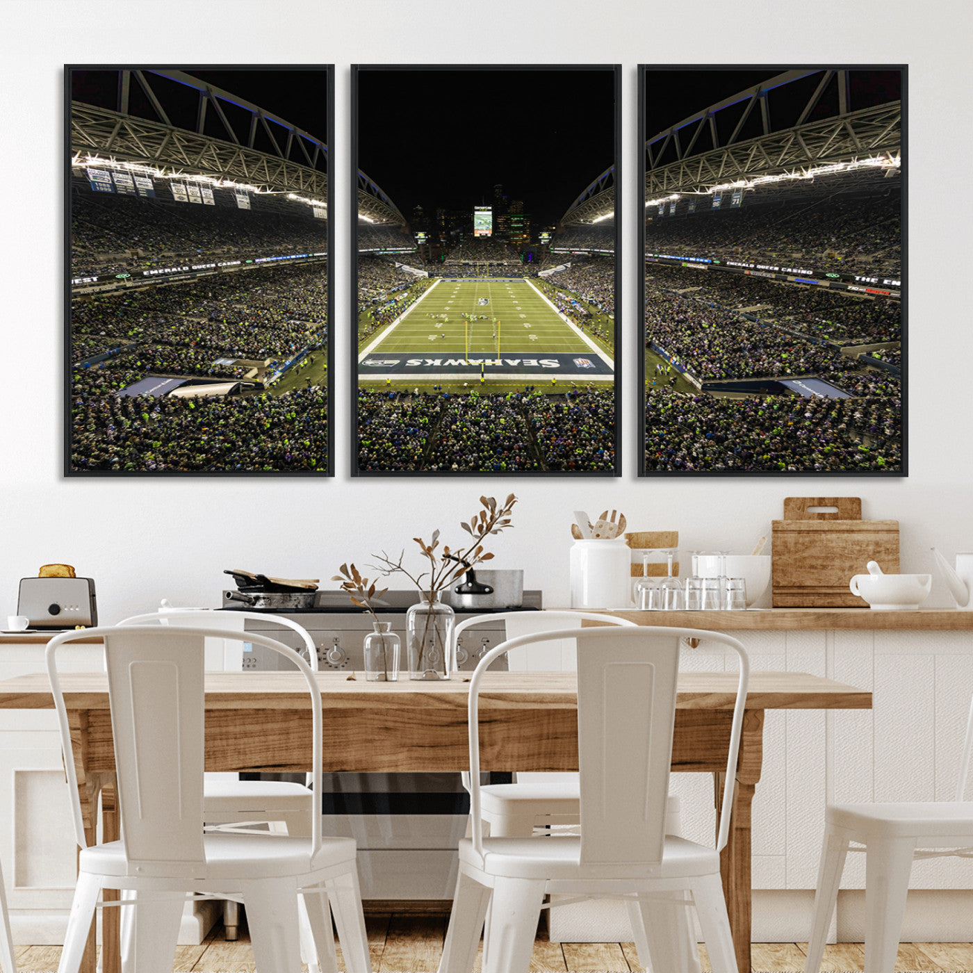MGV-FC-60X30-3P - Seattle Seahawks Football Team Print Wall Art - Seattle Century Link Field Stadium Wall Art Canvas