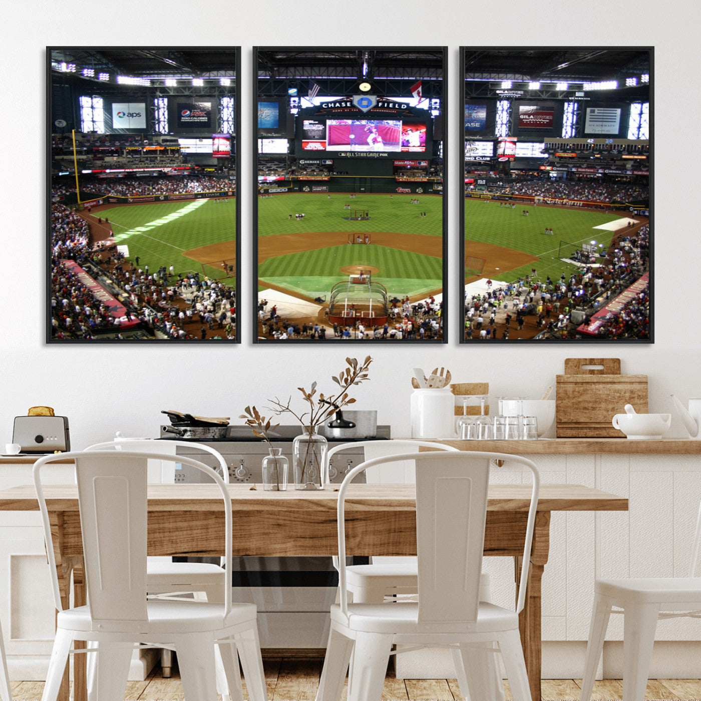 MGV-FC-60X30-3P - Arizona Diamondbacks Baseball Team Print - Phoenix Chase Field Baseball Stadium Wall Art Canvas