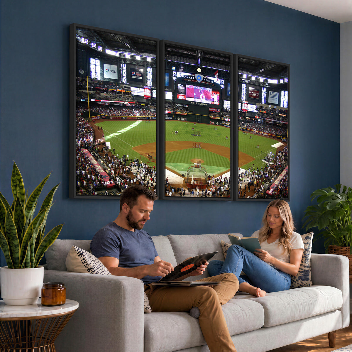 91630-MGV-CV-36X24 - Arizona Diamondbacks Baseball Team Print, Phoenix Chase Field Baseball Stadium Wall Art