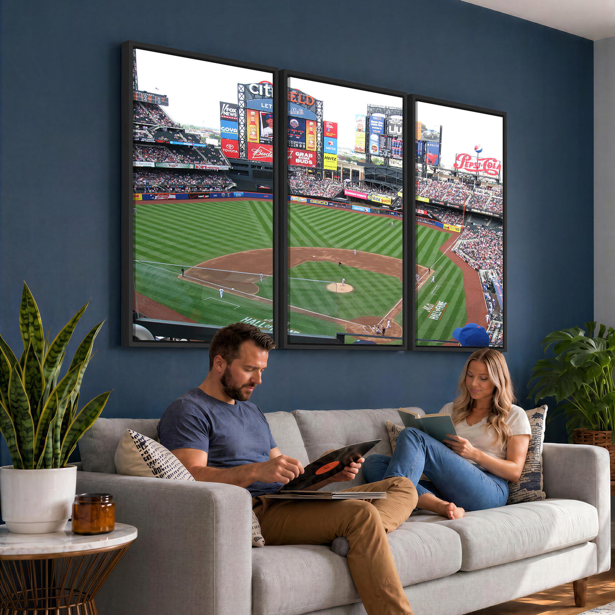 64829-MGV-CV-36X24 - New York Mets Baseball Team Print, Citi Field Baseball Stadium Wall Art
