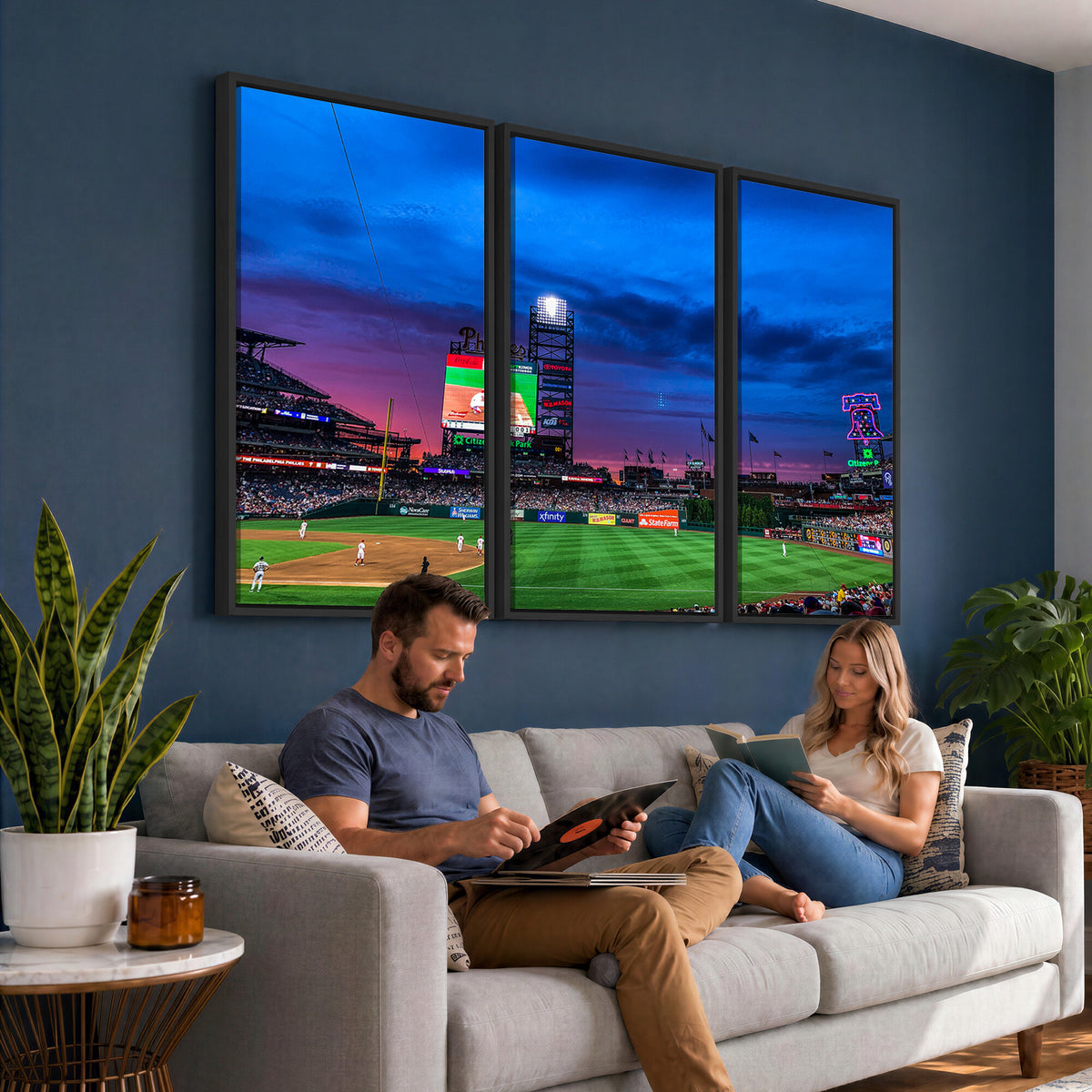 20427-MGV-CV-36X24 - Philadelphia Phillies Baseball Team Print, Citizens Bank Park, Extra Large Game Room Wall Decor