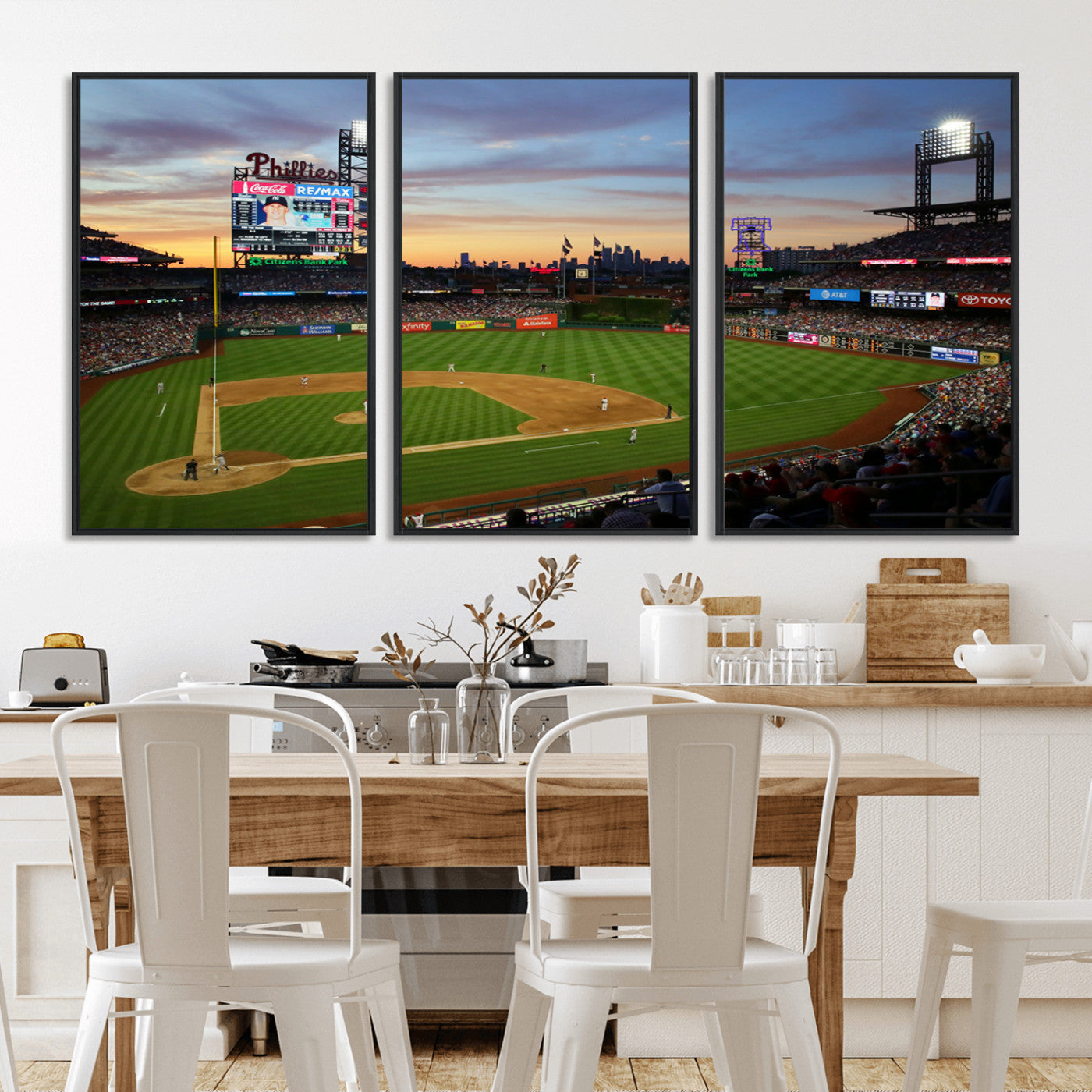 MGV-FC-60X30-3P - Citizens Bank Park Philadelphia Phillies Wall Art Canvas | 3-Panel Canvas Print of Phillies Stadium