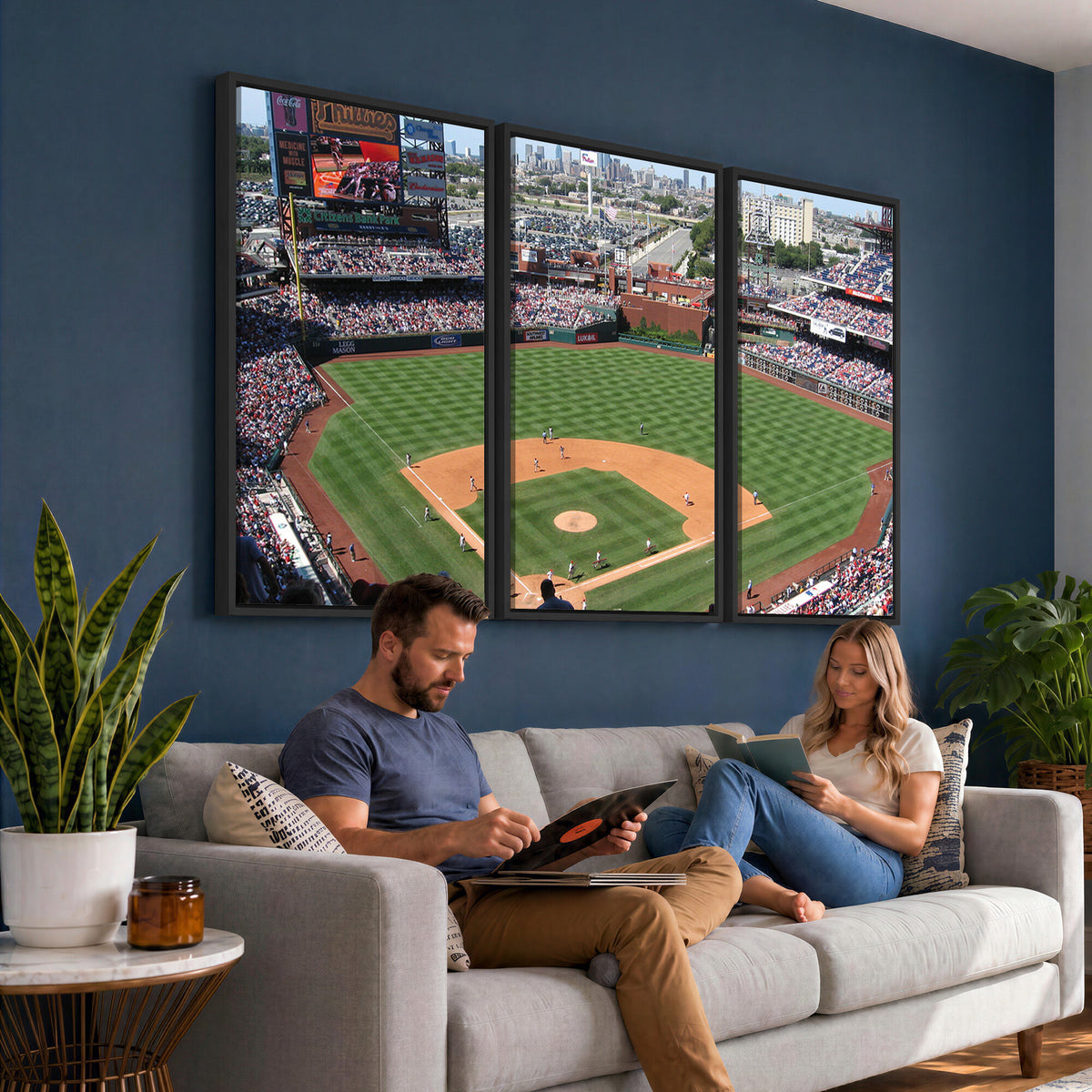 85755-MGV-CV-36X24 - Philadelphia Phillies Baseball Team Print - Philadelphia Citizens Bank Park Stadium Wall Art Canvas