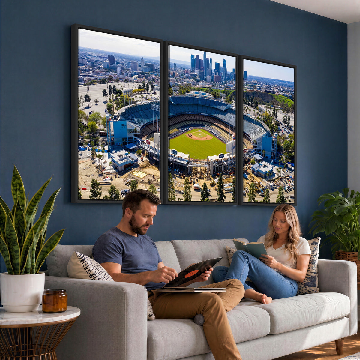 58596-MGV-CV-36X24 - Los Angeles Dodgers Dodger Stadium Wall Art Canvas Print, Extra Large Game Room Wall Decor