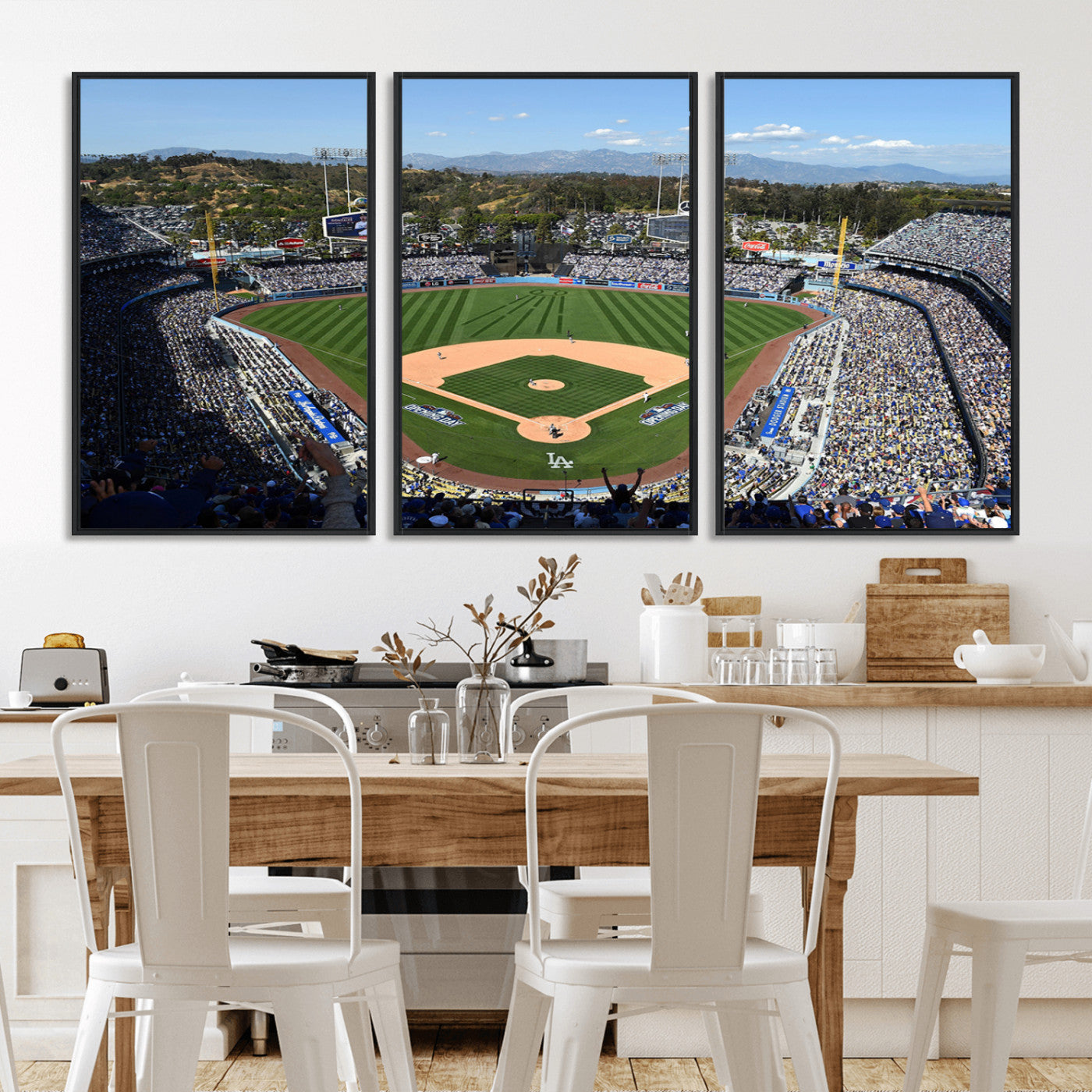 MGV-FC-60X30-3P - Los Angeles Dodgers Dodger Stadium Wall Art Canvas Print - MLB Baseball Stadium Wall Art Canvas