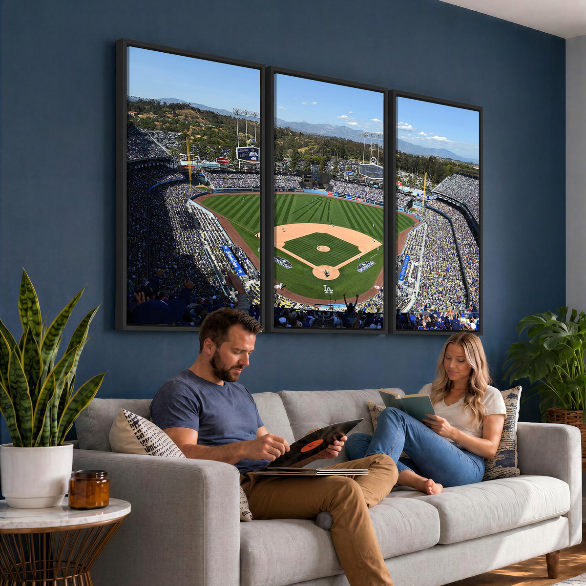 20436-MGV-CV-36X24 - Los Angeles Dodgers Dodger Stadium Wall Art Canvas Print, Framed and Ready to Hang