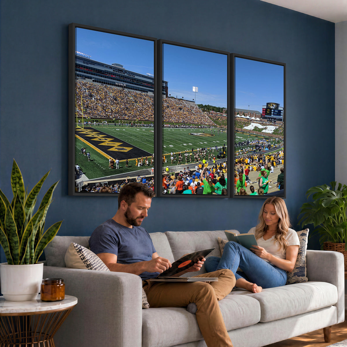 38399-MGV-CV-36X24 - University of Missouri Tigers Football Team Print, Columbia Faurot Field Memorial Stadium Wall Art