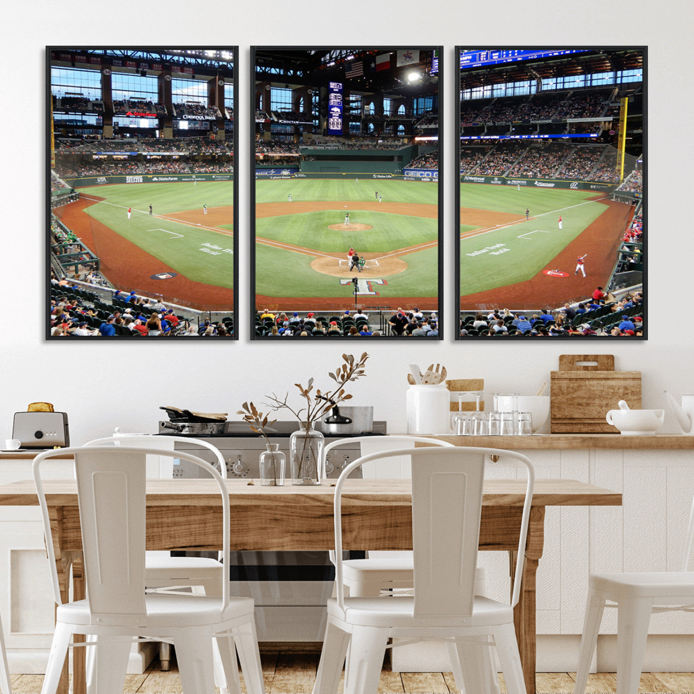 MGV-FC-60X30-3P - Texas Rangers Baseball Team Print - Arlington Globe Life Field Stadium Canvas Print Wall Art