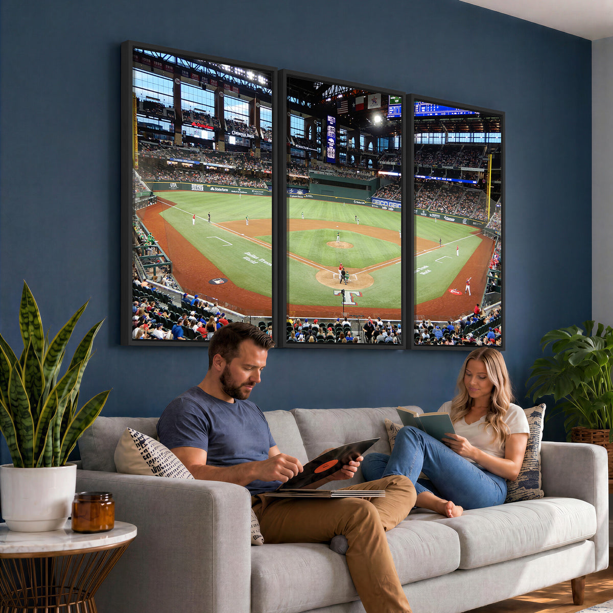 78468-MGV-CV-36X24 - Texas Rangers Baseball Team Print, Arlington Globe Life Field Stadium Wall Art