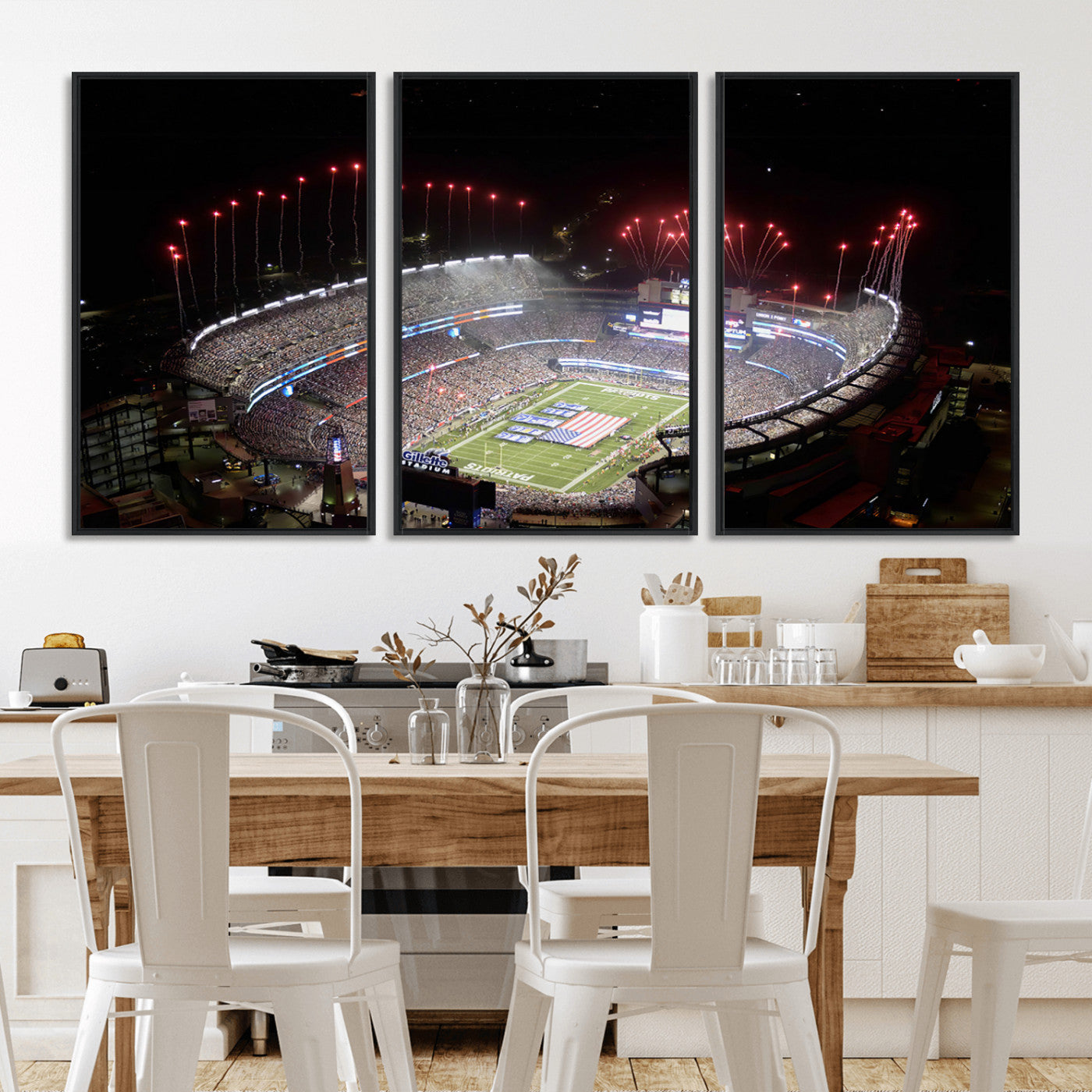 MGV-FC-60X30-3P - New England Patriots Team Print Wall Art- Foxborough Gillette Stadium Wall Art Canvas Print