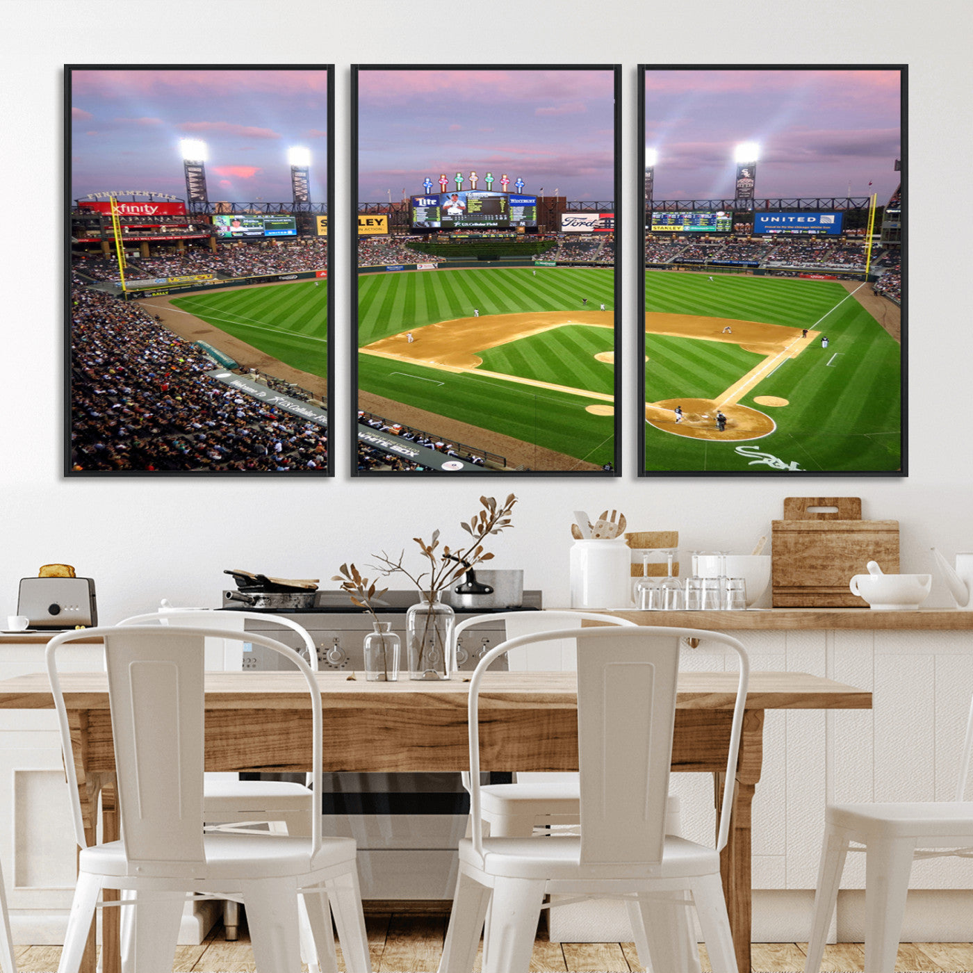 MGV-FC-60X30-3P - Chicago White Sox Baseball Team Print Canvas- Guaranteed Rate Field Stadium Wall Art Canvas Print
