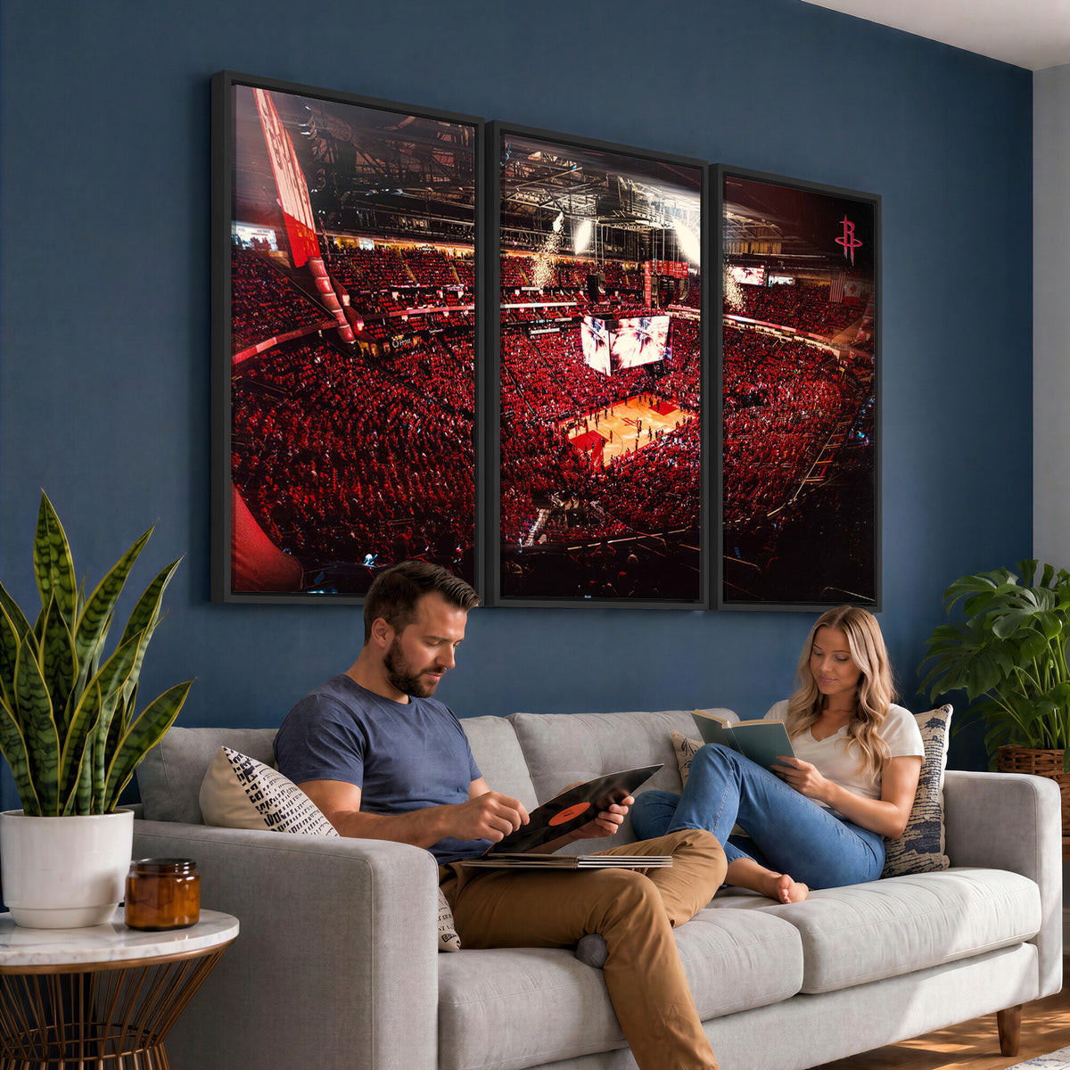 91527-MGV-CV-36X24 - Houston Rockets Basketball Team Print Canvas, Houston Toyota Center Arena Wall Art