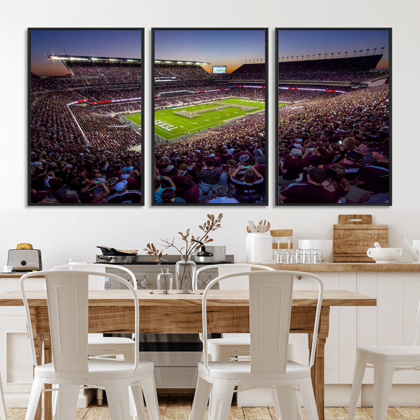 MGV-FC-60X30-3P - Texas A&M University Aggies Football Team Print - College Station Kyle Field Stadium Wall Art Canvas