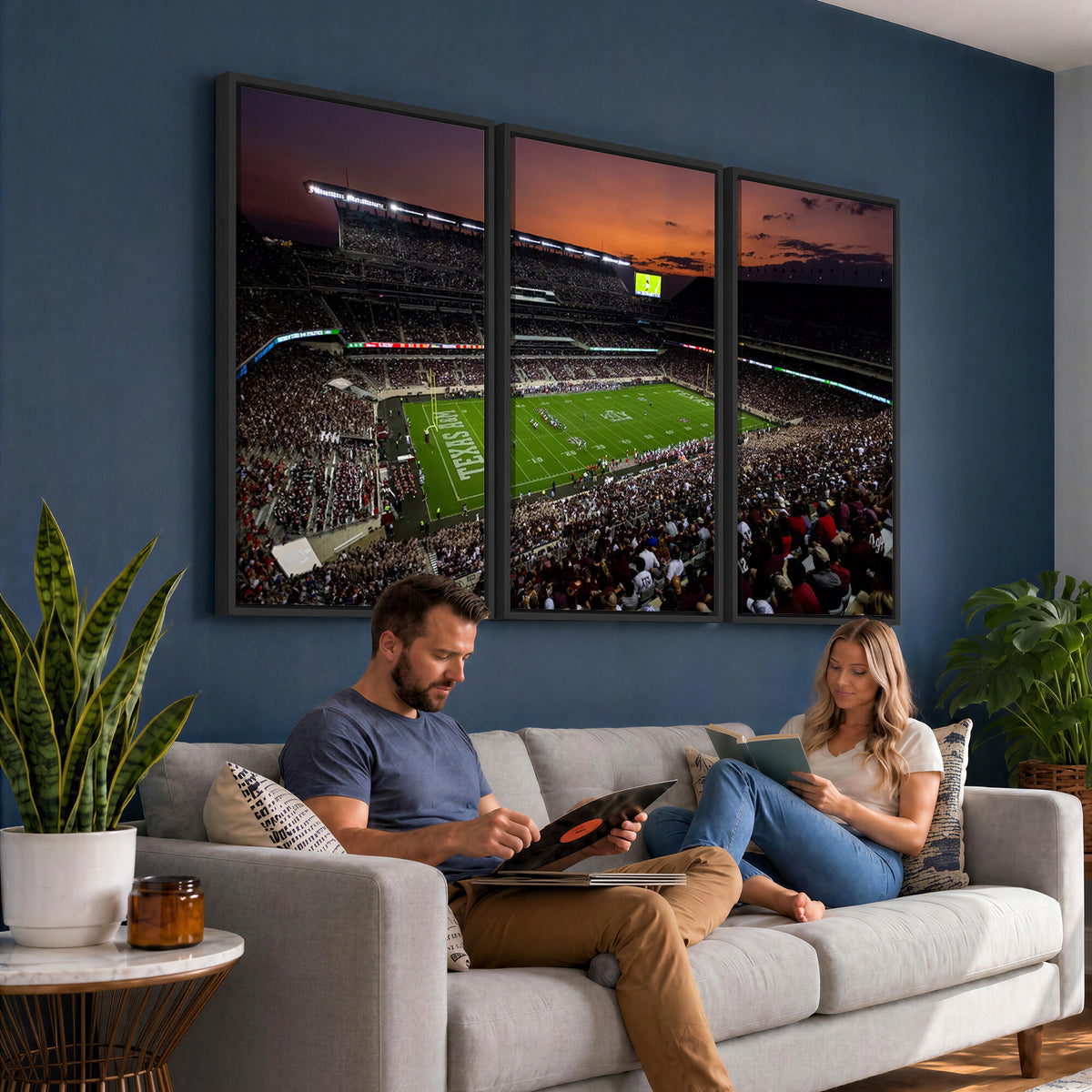45603-MGV-CV-36X24 - Texas A&M Aggies Football Team Print, College Station Kyle Field Stadium Canvas Wall Art