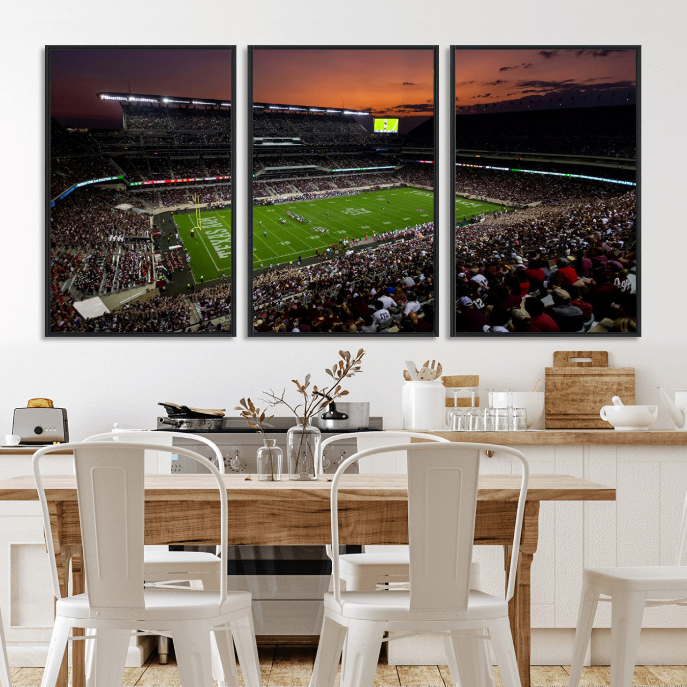 MGV-FC-60X30-3P - Texas A&M Aggies Football Team Print - College Station Kyle Field Stadium Wall Art Canvas Print