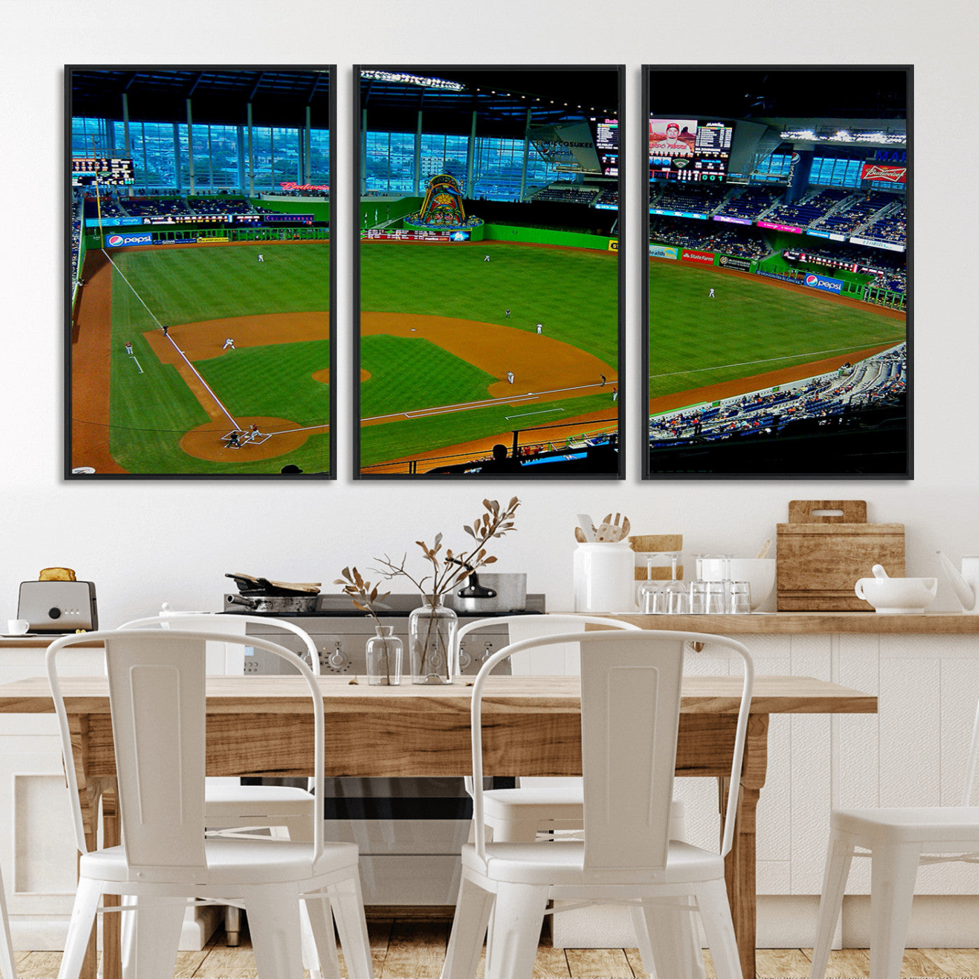 MGV-FC-60X30-3P - Miami Marlins Baseball Team Print - Miami LoanDepot Park Stadium Wall Art Canvas Print