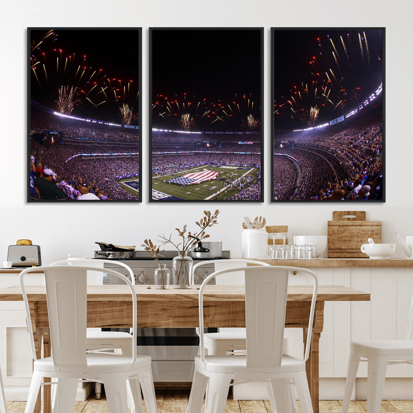 MGV-FC-60X30-3P - New York Giants Football Team Print - East Rutherford MetLife Stadium Wall Art Canvas Print