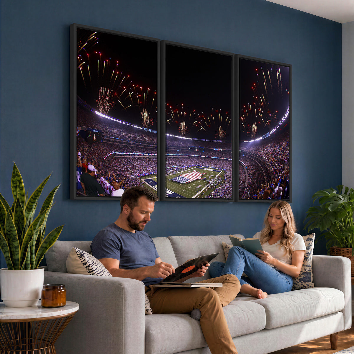 56360-MGV-CV-36X24 - New York Giants Football Team Print, East Rutherford MetLife Stadium Wall Art