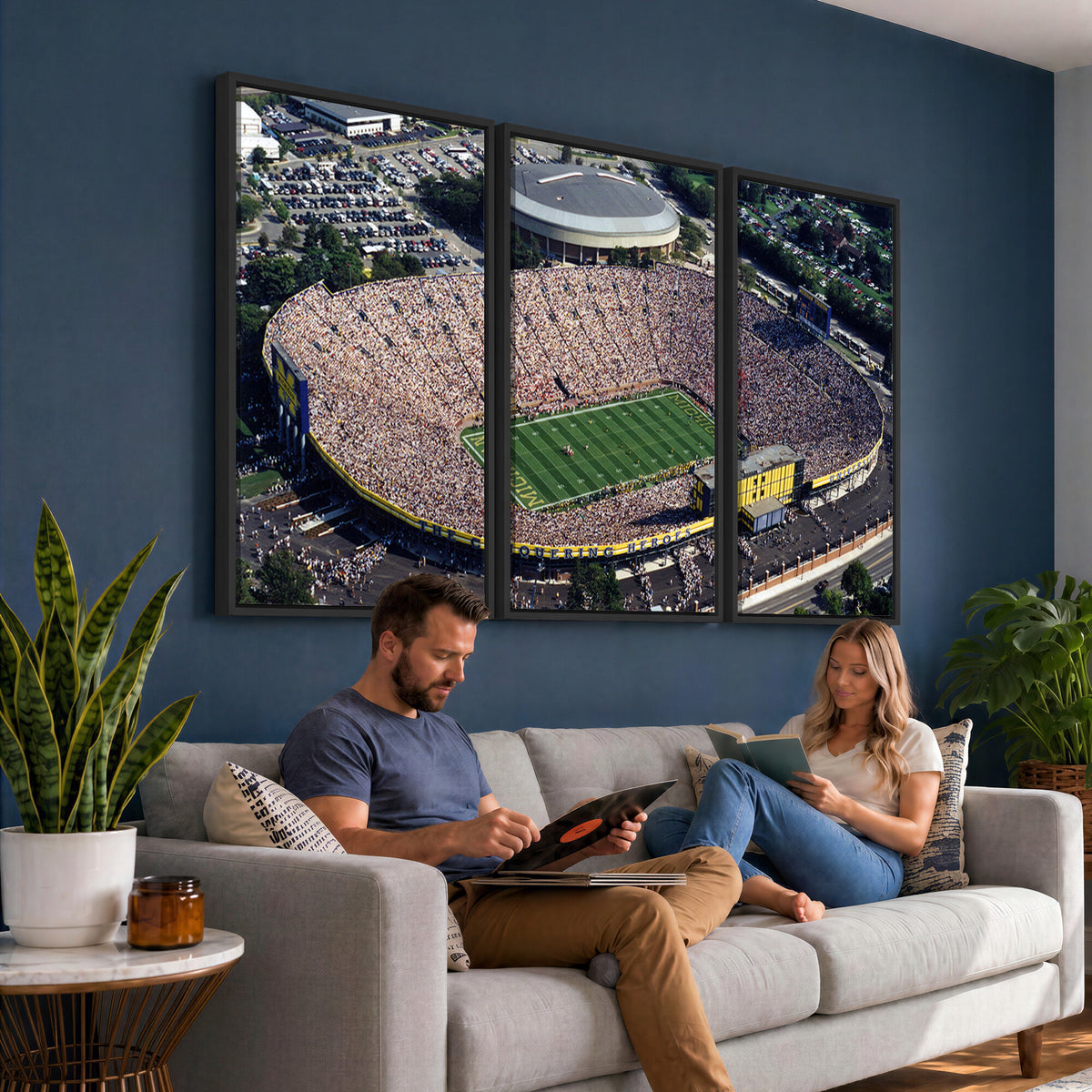 27314-MGV-CV-36X24 - Michigan Wolverines Football Team Print, Ann Arbor Michigan Stadium Wall Art