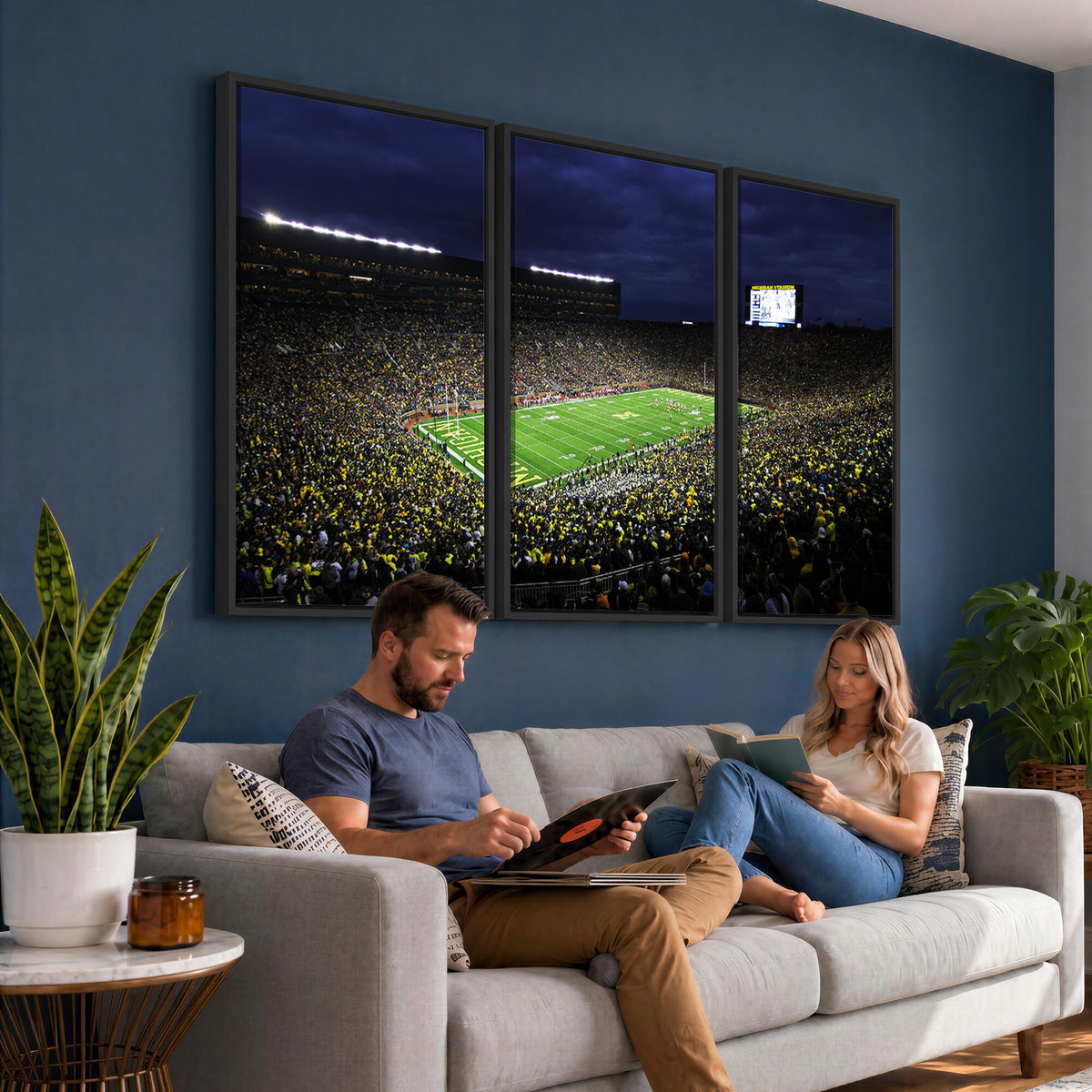 15448-MGV-CV-36X24 - Michigan Wolverines Football Canvas Wall Decor, Football Team Print, Ann Arbor Michigan Stadium