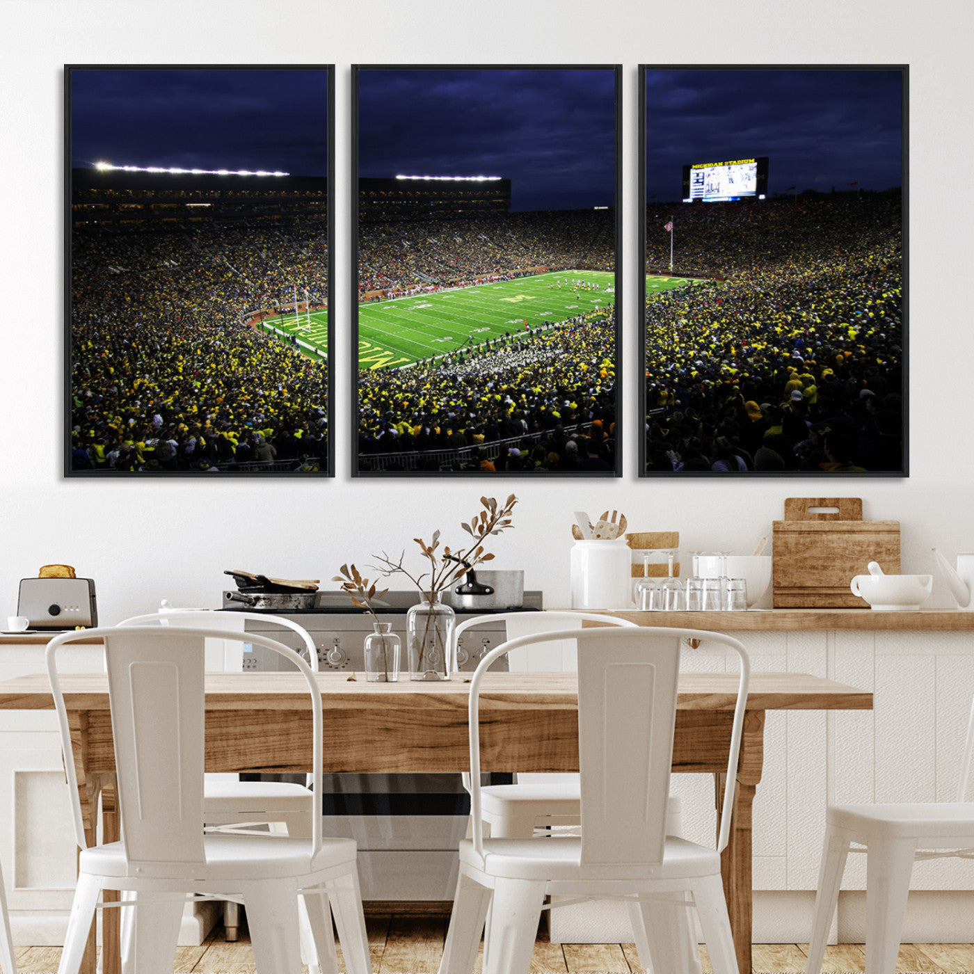 MGV-FC-60X30-3P - Michigan Wolverines Football Canvas Wall Decor, Football Team Print - Ann Arbor Michigan Stadium