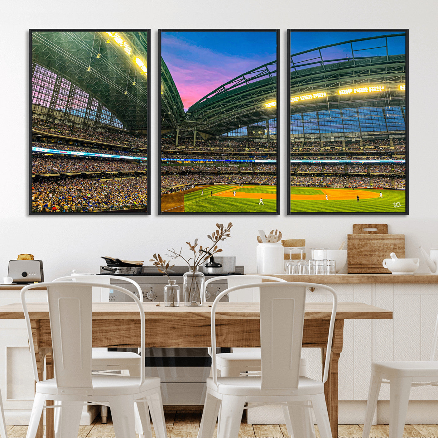 MGV-FC-60X30-3P - Milwaukee Brewers Baseball Team Print Canvas- American Family Field Stadium Wall Art Canvas Print