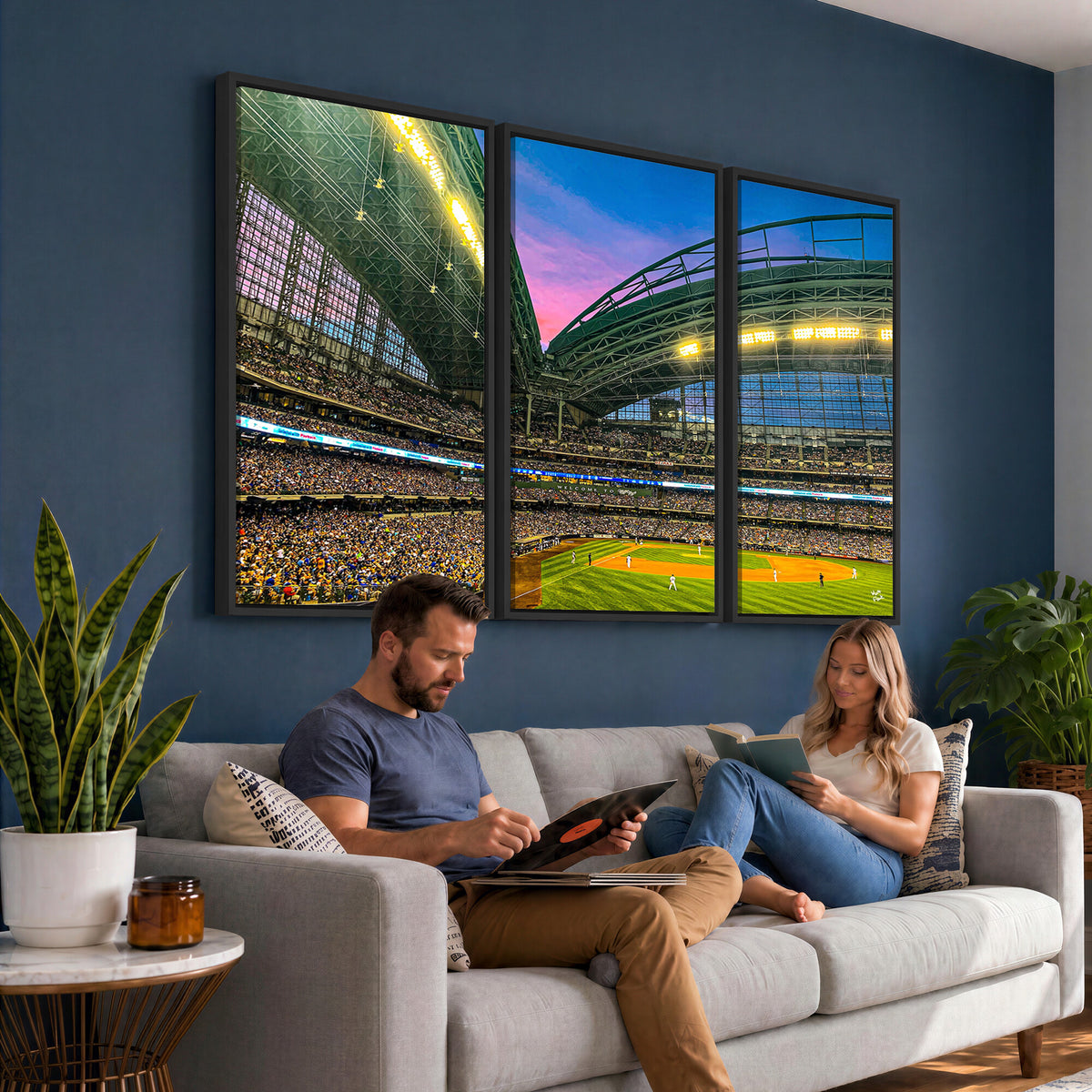 17006-MGV-CV-36X24 - Milwaukee Brewers Baseball Team Print Canvas, American Family Field Stadium Wall Art