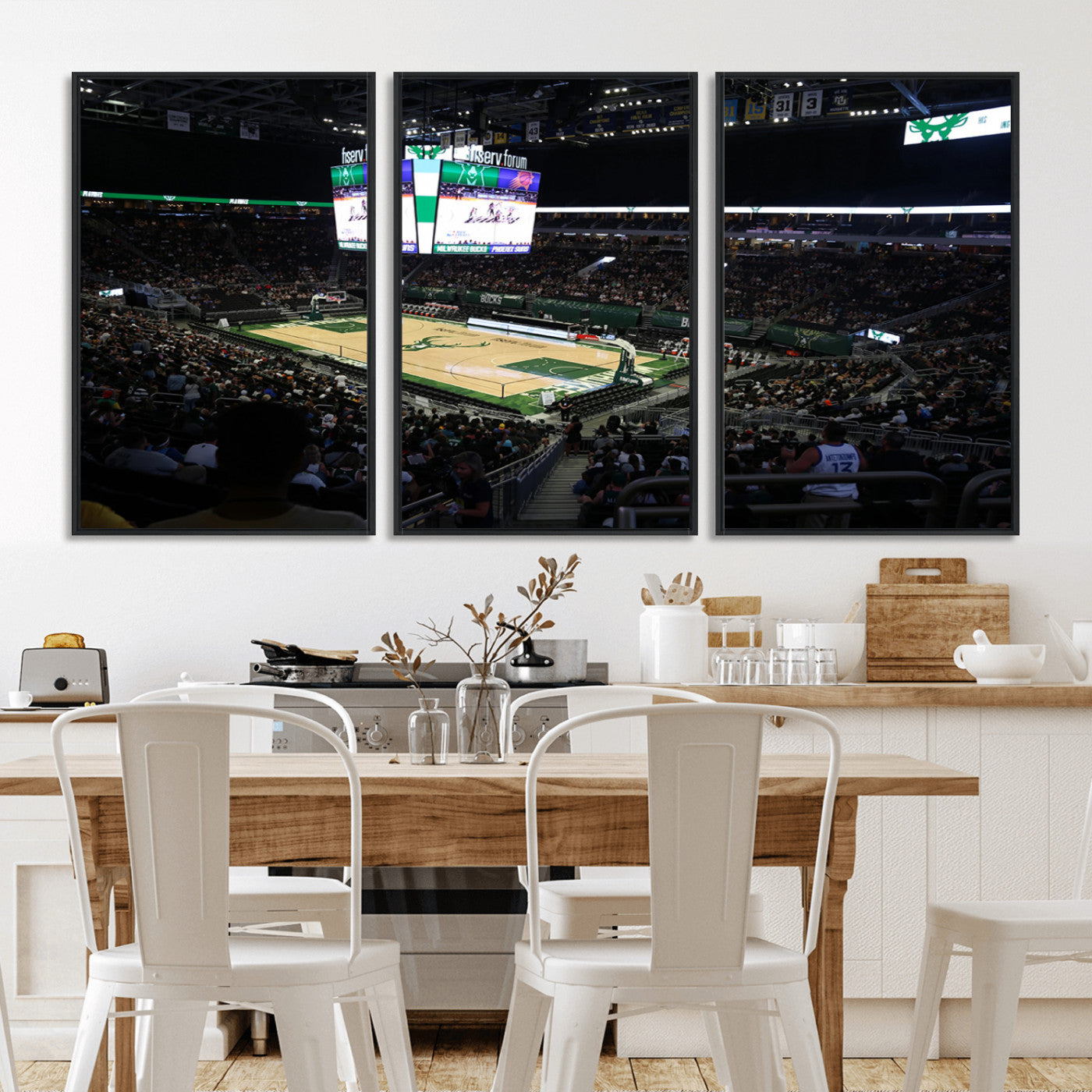 MGV-FC-60X30-3P - Milwaukee Bucks Basketball Print - Fiserv Forum Stadium Wall Art Canvas Print
